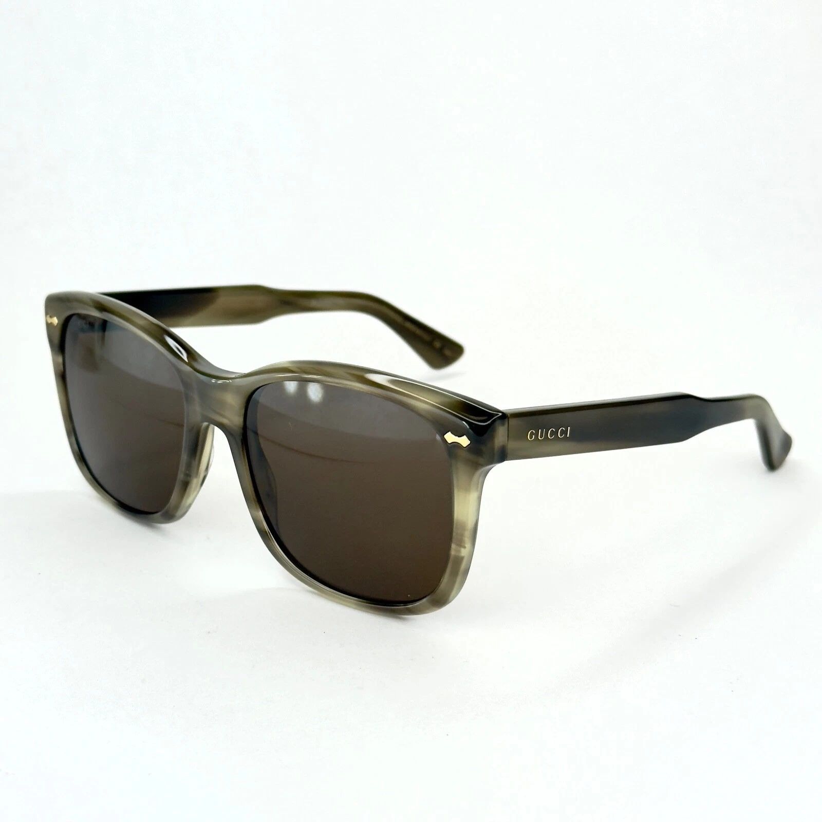 Gucci GUCCI GG0050S 0050 Classic Square Brown Horn Sunglass 003 Size ONE SIZE - 10 Thumbnail