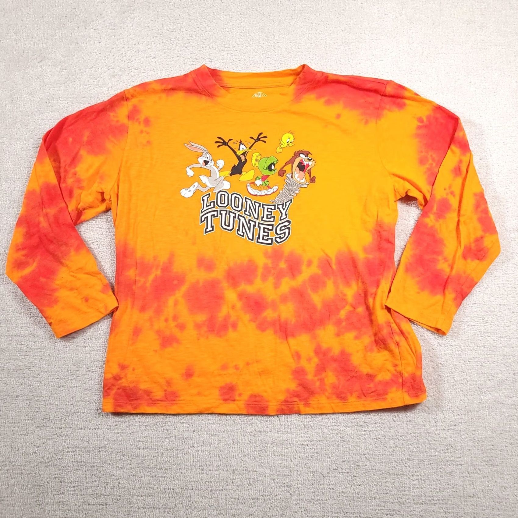Vintage VINTAGE Looney Tunes Tie Dye Long Sleeve Shirt Bugs Daffy Taz Adult 2XL Orange Size US XXL / EU 58 / 5 - 2 Thumbnail