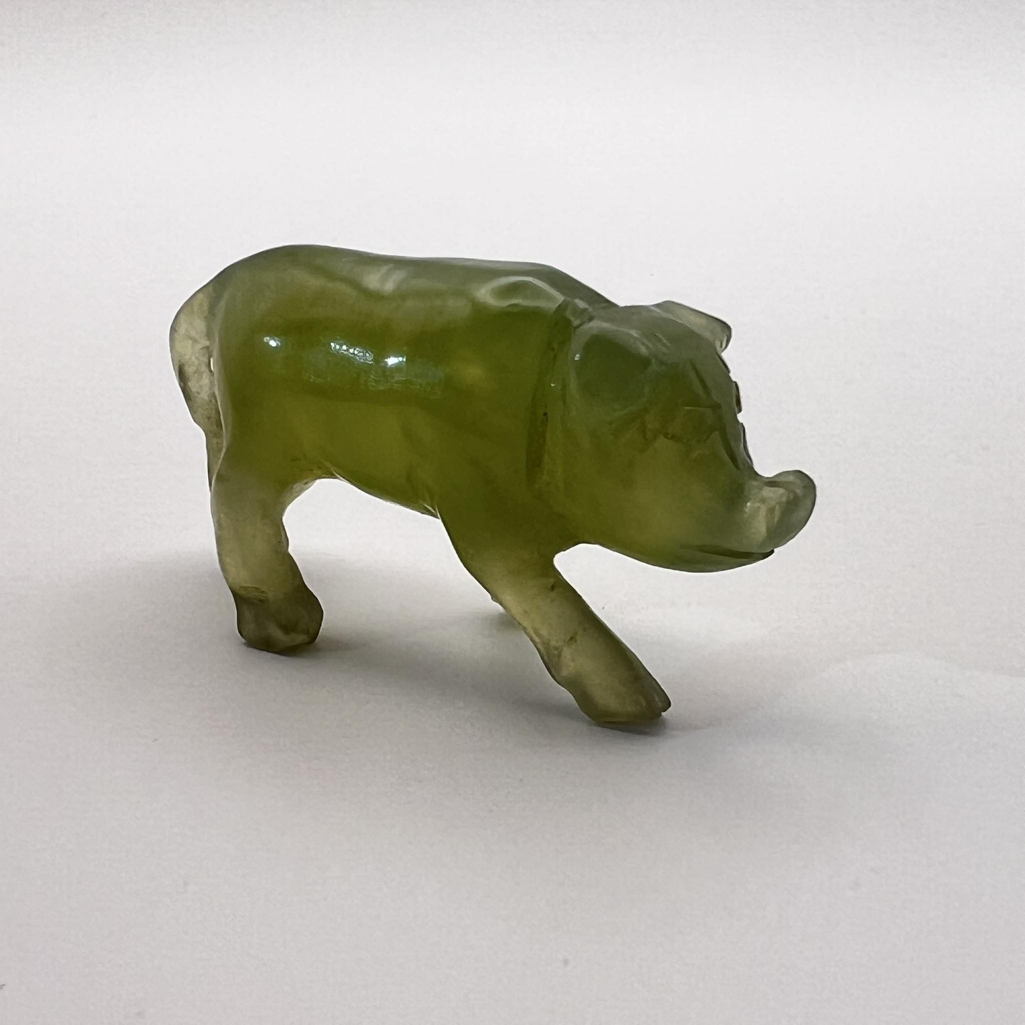 Vintage Vintage Miniature Figure Hand Carved Nephrite Jade Pig Size ONE SIZE - 4 Thumbnail