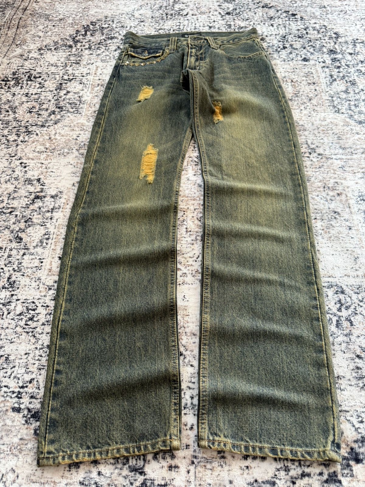 Hysteric Glamour Root Three Japan Mud Wash Distressed Studded Jeans Size US 29 - 1 Thumbnail