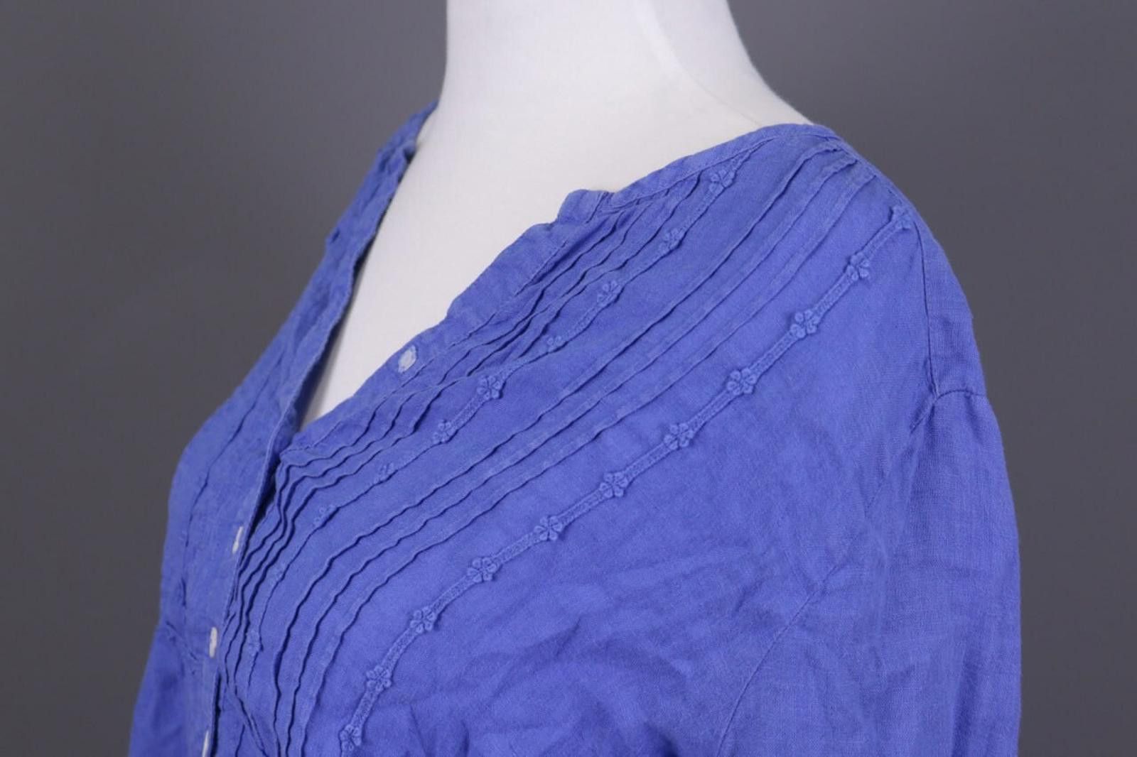 Designer John Lewis 100% Lino Blue Linen Tunic Top Shirt Size 16 Size XXL / US 16-18 / IT 52-54 - 10 Thumbnail