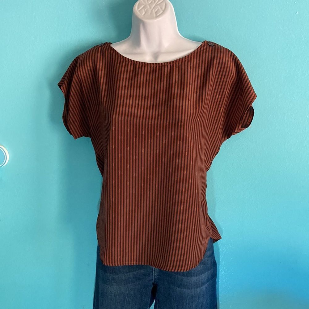 Vintage Jonathan Martin Vintage Brown Striped Blouse Size S Size S / US 4 / IT 40 - 1 Thumbnail