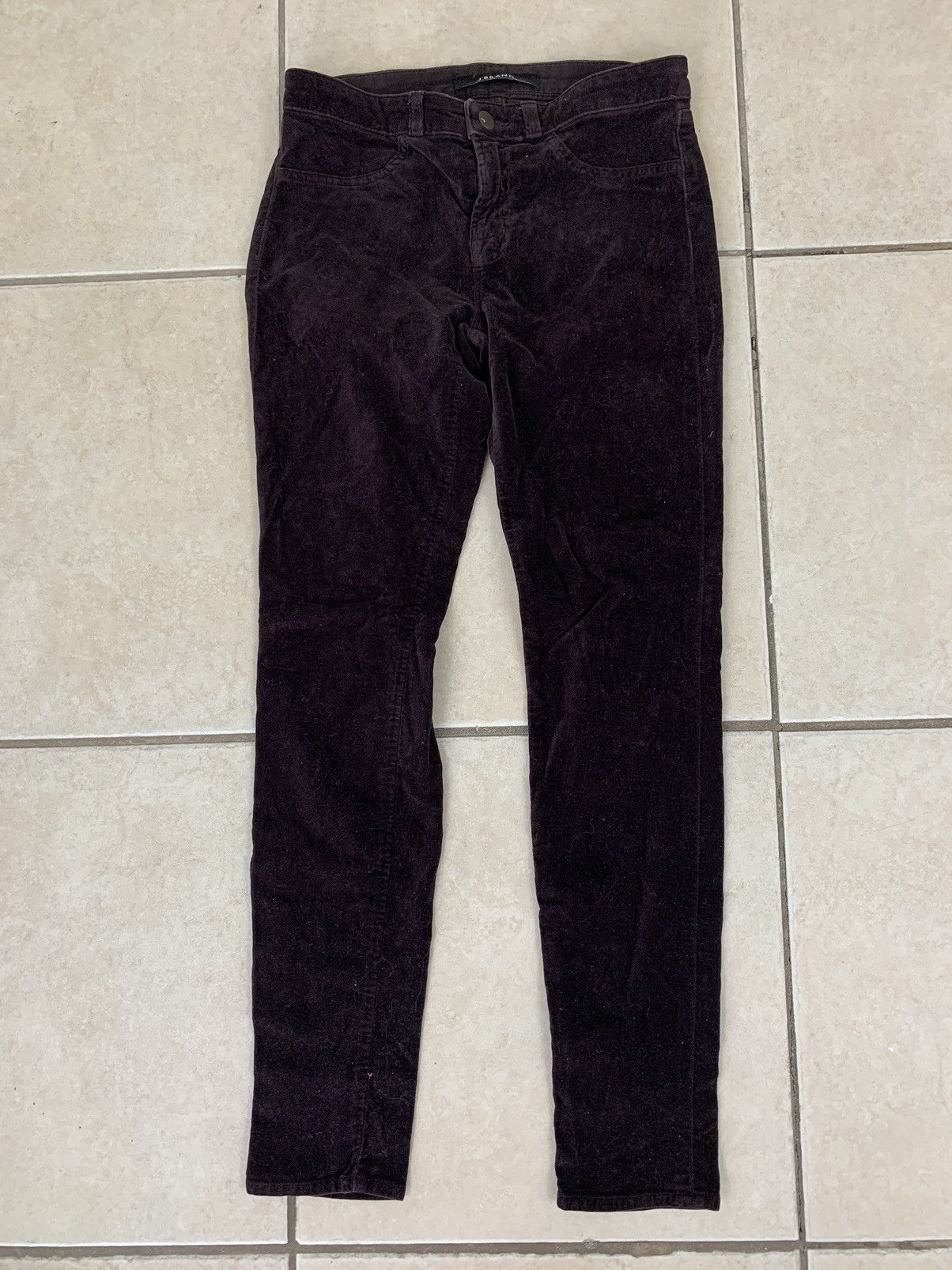 J Brand J Brand Mayan Super Skinny Burgundy Suede Pants Size 27 Size 27" / US 4 / IT 40 - 1 Thumbnail