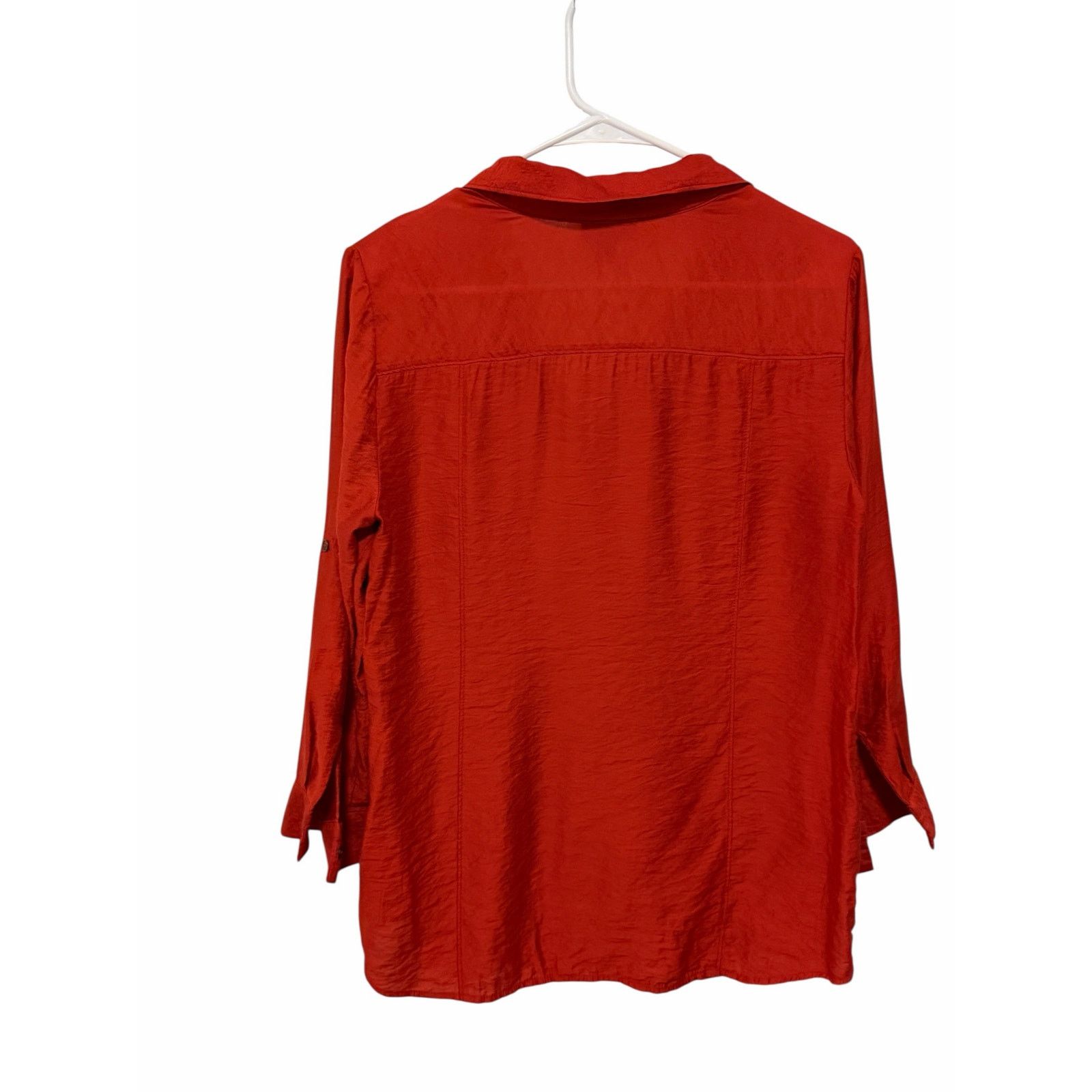 Other Roz & Ali Coral Long Sleeve Button Up Pocket Collared Blouse Size M / US 6-8 / IT 42-44 - 5 Thumbnail