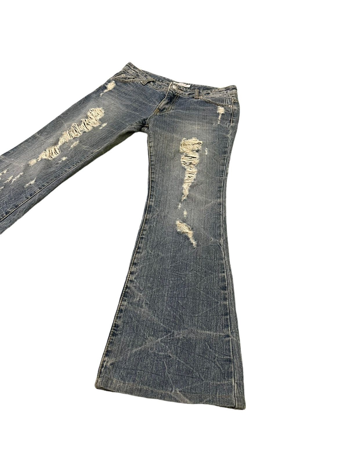 Japanese Brand Flare Jeans Colza Faded Distress Boot Cut 8🟦0 Size US 30 / EU 46 - 3 Thumbnail