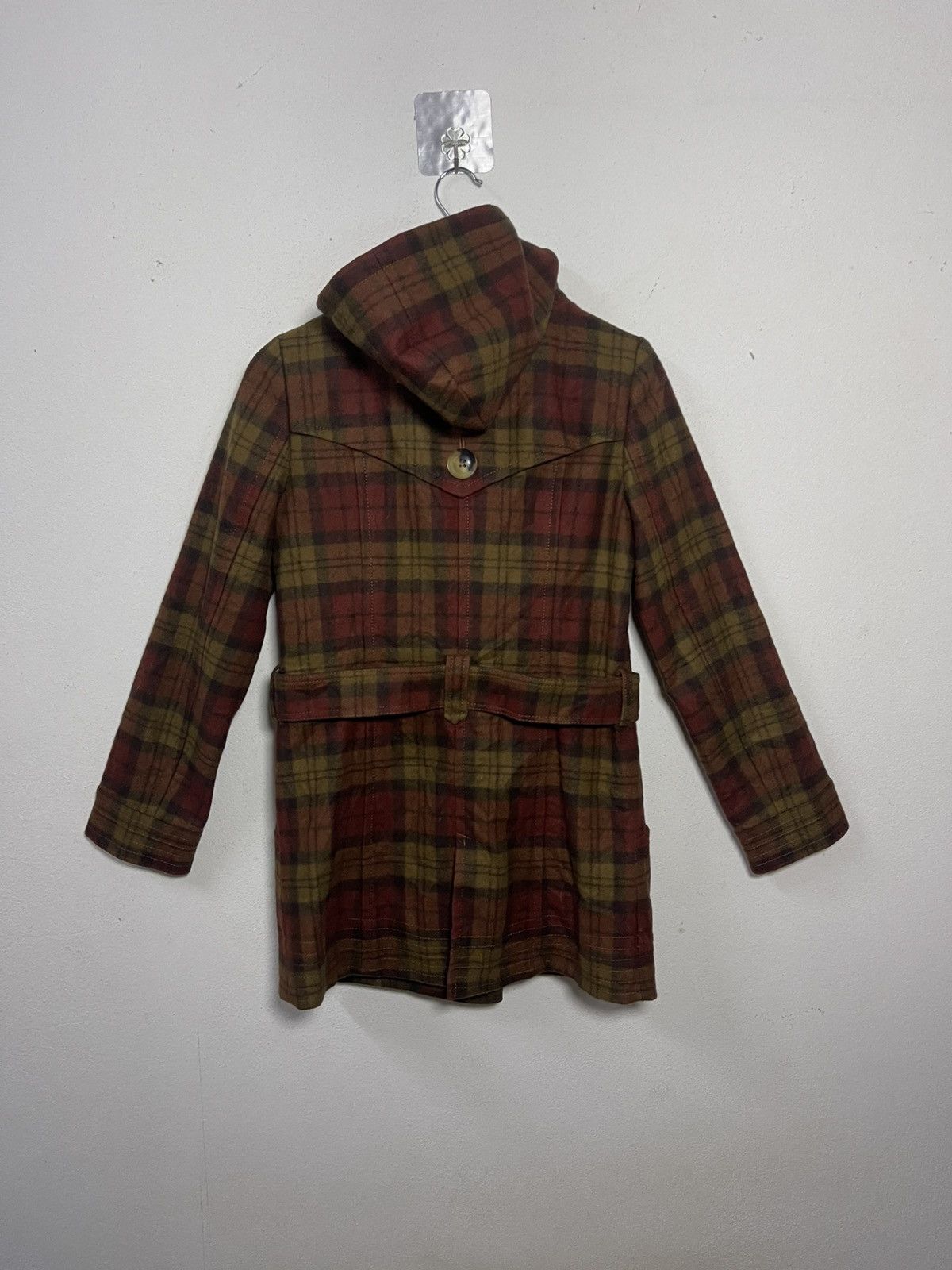 Japanese Brand Peyton Place Plaid Wool Blend Trench Coat Rabbit Fur Collar Size S / US 4 / IT 40 - 11 Thumbnail