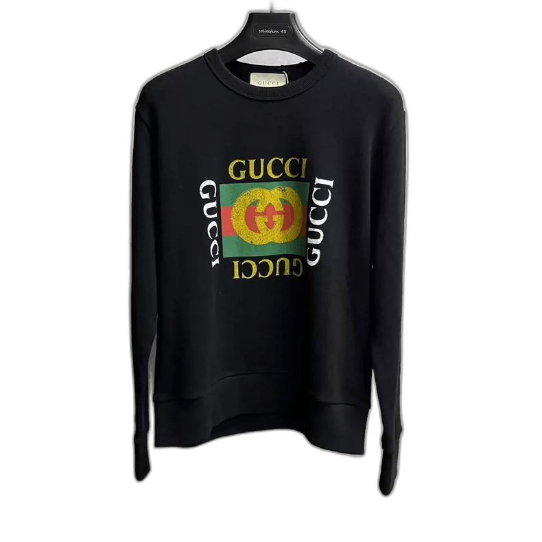 Gucci Black Logo Print Long Sleeve Sweatshirt