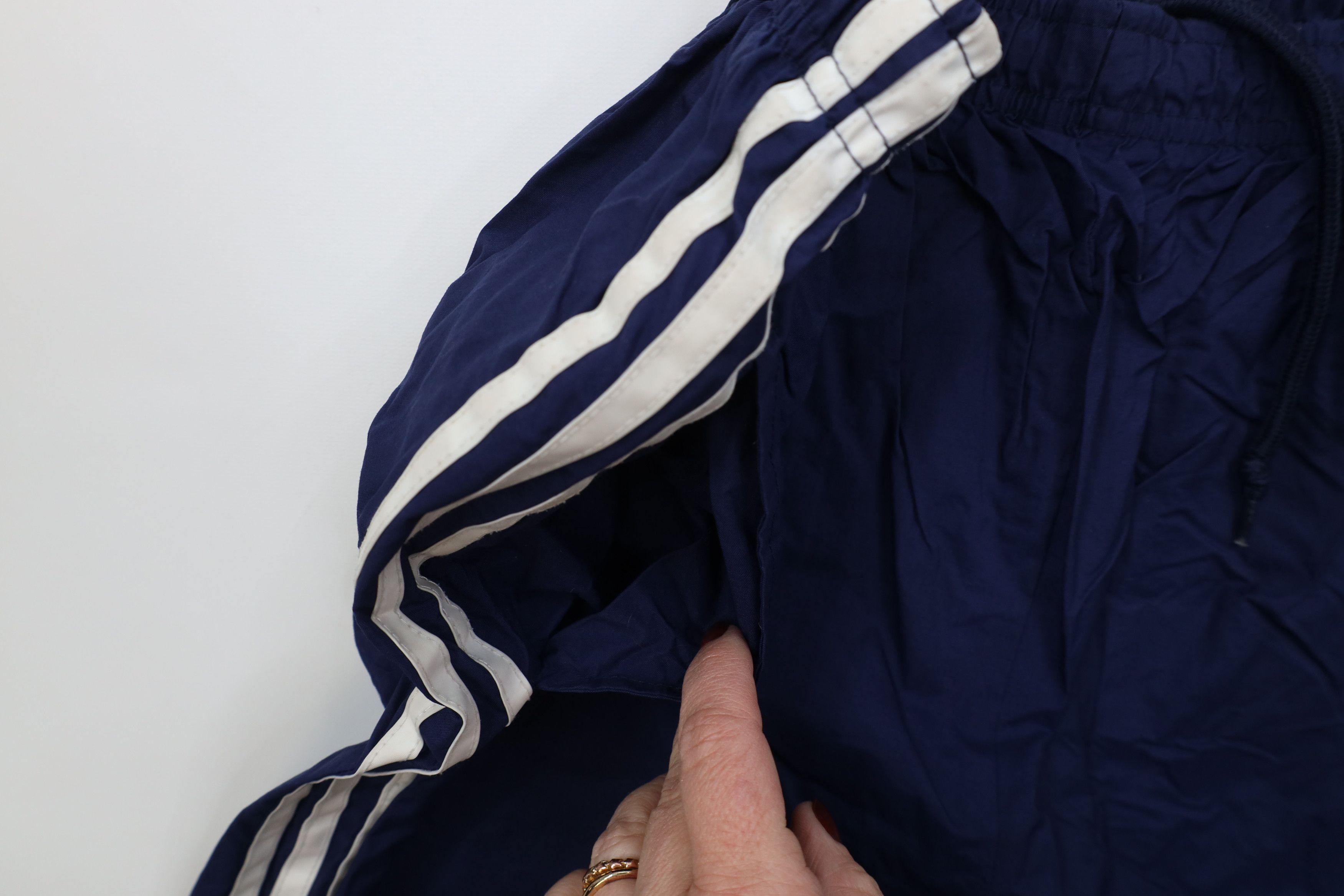 Adidas Vintage 90s Adidas Striped Wide Leg Windbreaker Pants Blue Size US 34 / EU 50 - 10 Thumbnail