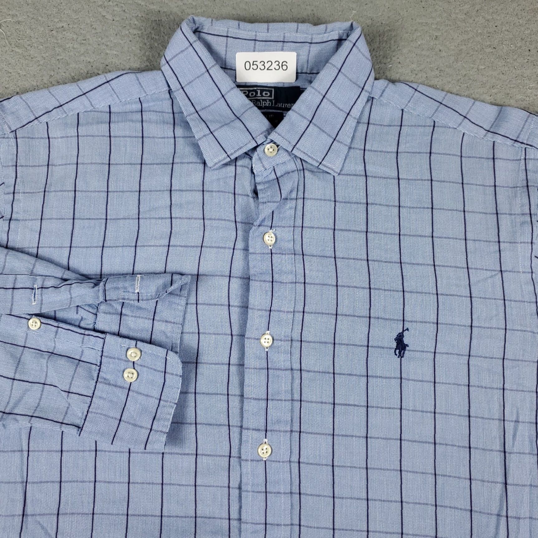 Ralph Lauren Ralph Lauren Dress Shirt Mens Size 16.5 Blue Check Long Sleeve Button Up Regular Fit Size 42R - 2 Thumbnail