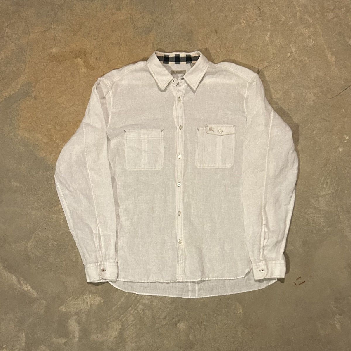 Burberry Nova Check Linen Button Up Shirt