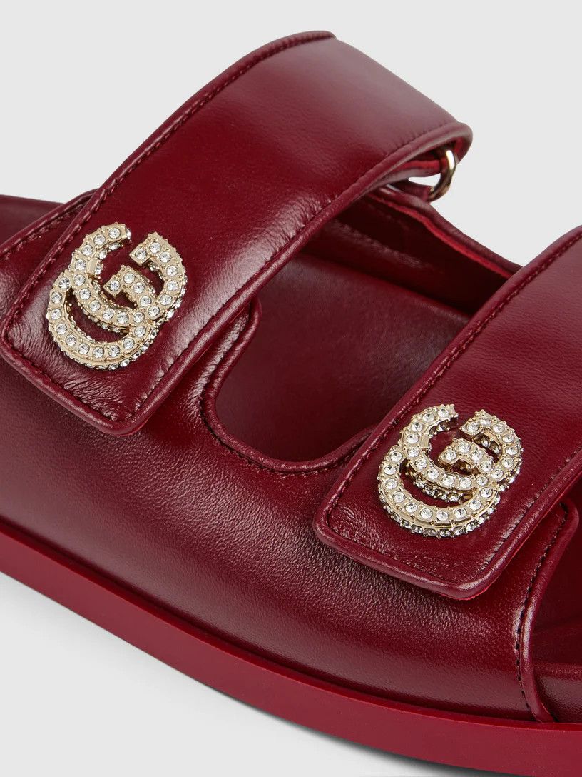 Gucci o1loc1c0326 816833 Women's Sandals With Crystal Double G Size US 7.5 / IT 37.5 - 3 Thumbnail
