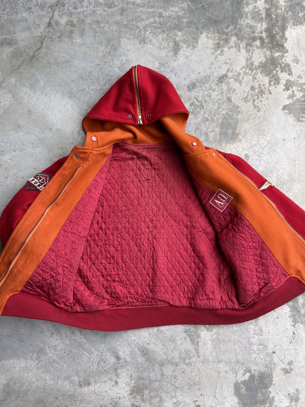 Japanese Brand × Vintage Lolita Designer Atsuki Onishi Split hood Wool Varsity Jacket Size S / US 4 / IT 40 - 14 Thumbnail