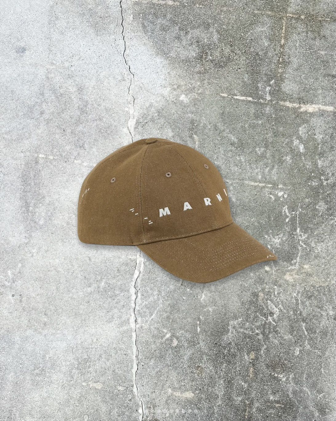 image of Marni Striped Logo Cap in Brown, Men's