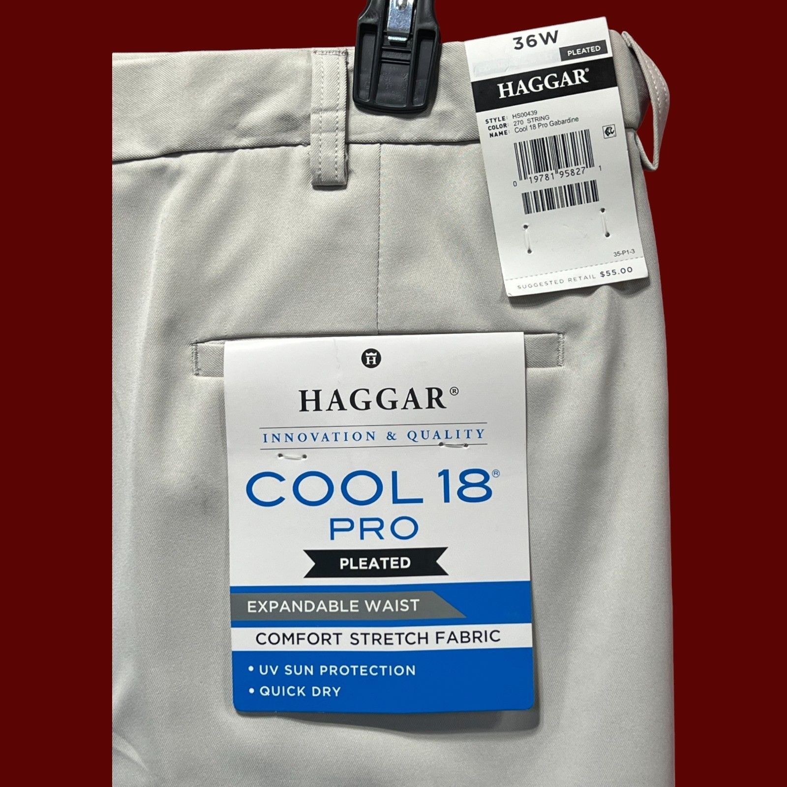 Other Haggar - Cool 18 Pro - Men's Pleat Front Short - Expandible Size US 36 / EU 52 - 12 Thumbnail