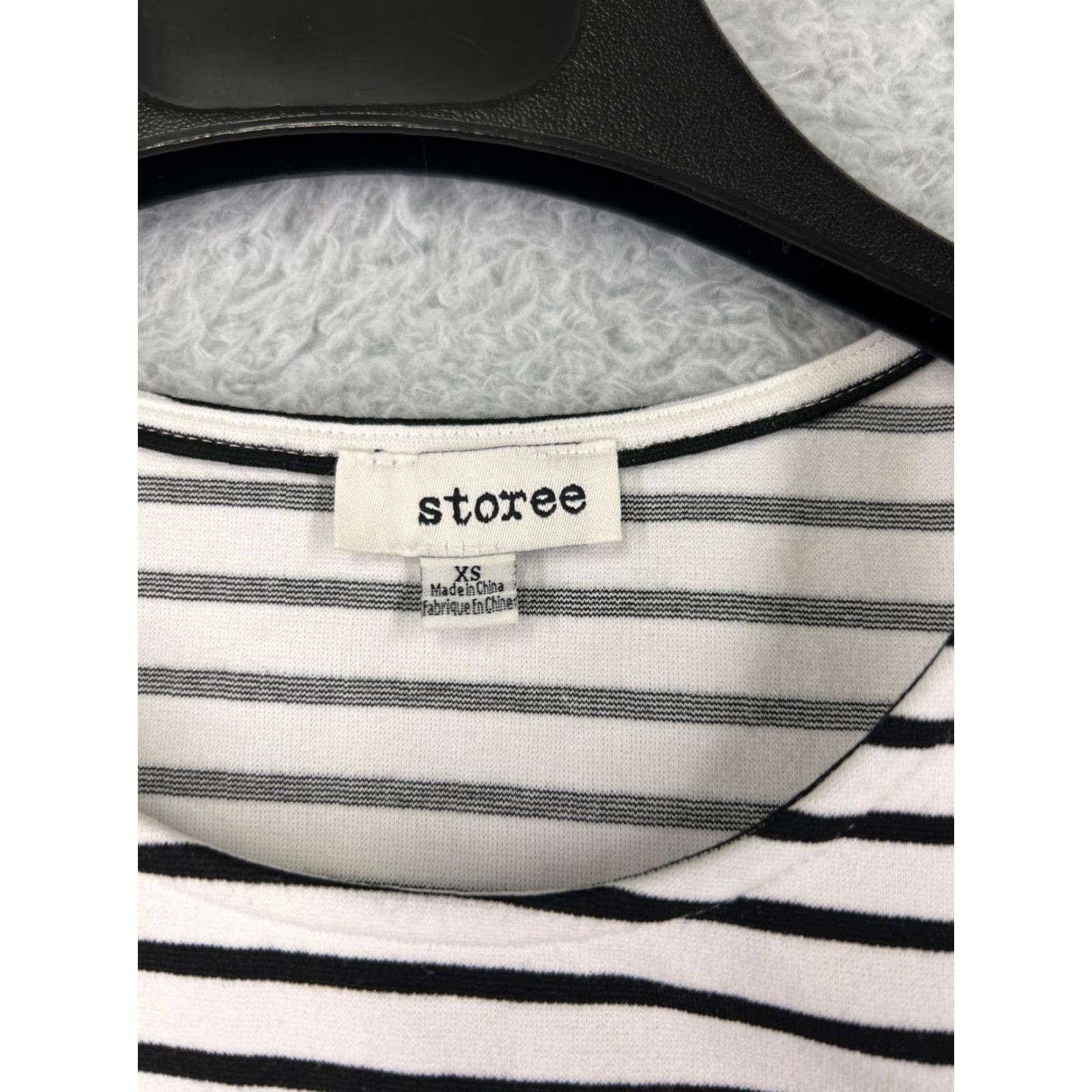 Vintage Storee Dress Womens XS Black White Stripe Cotton Blend Knit Mini Sleeveless Round Neck Pullover Size XS / US 0-2 / IT 36-38 - 3 Thumbnail