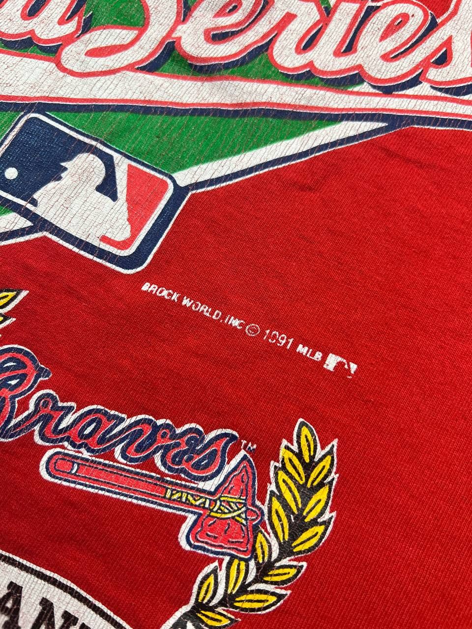 Vintage Vintage Atlanta Braves T-Shirt 1991S World National Series Size US XL / EU 56 / 4 - 5 Thumbnail
