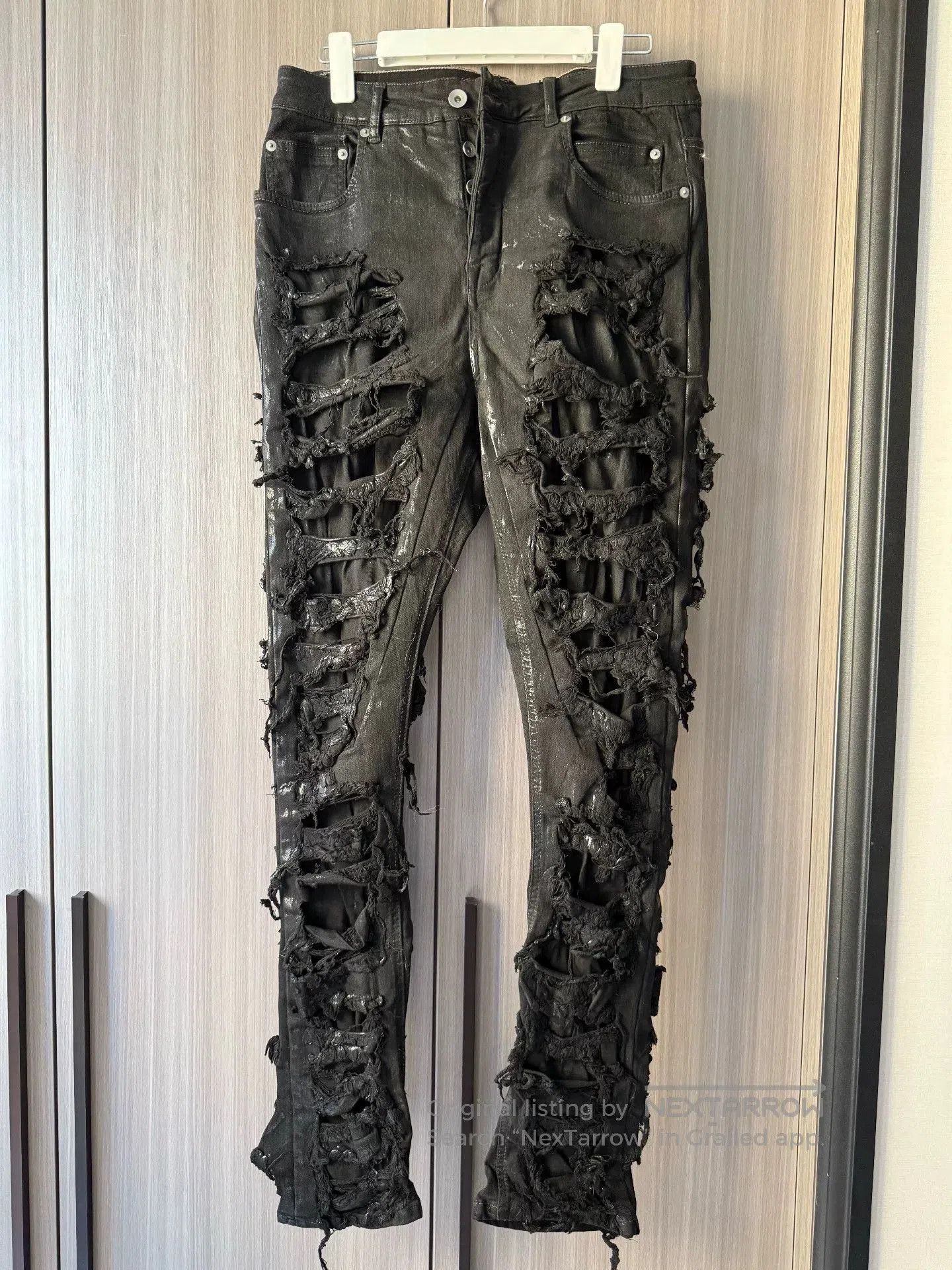 Rick Owens Drkshdw Black Distressed Jeans.