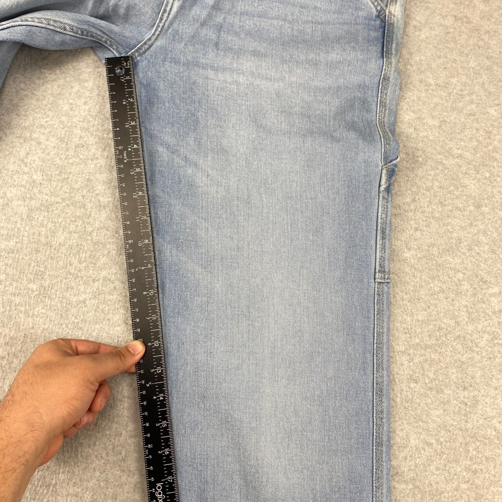 Essentials Amazon Jeans Mens 33X32 Blue Straight Leg Pockets Loose Fit Light Distressed 5-Pocket Denim Slim Classic Modern Mens Size US 33 - 6 Thumbnail