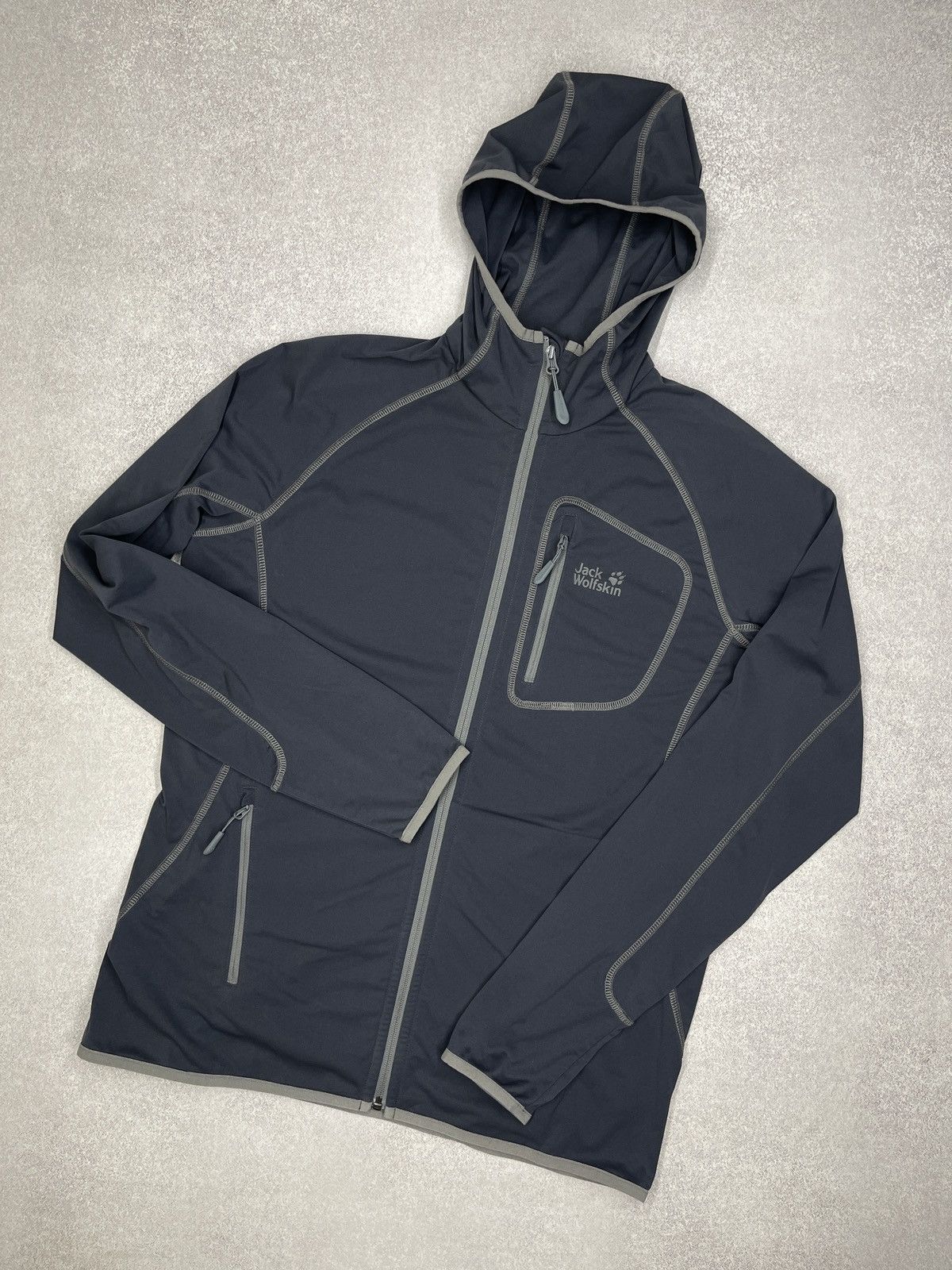 Mens Jack Wolfskin Light Jacket Grey Outdoor Gorpcore