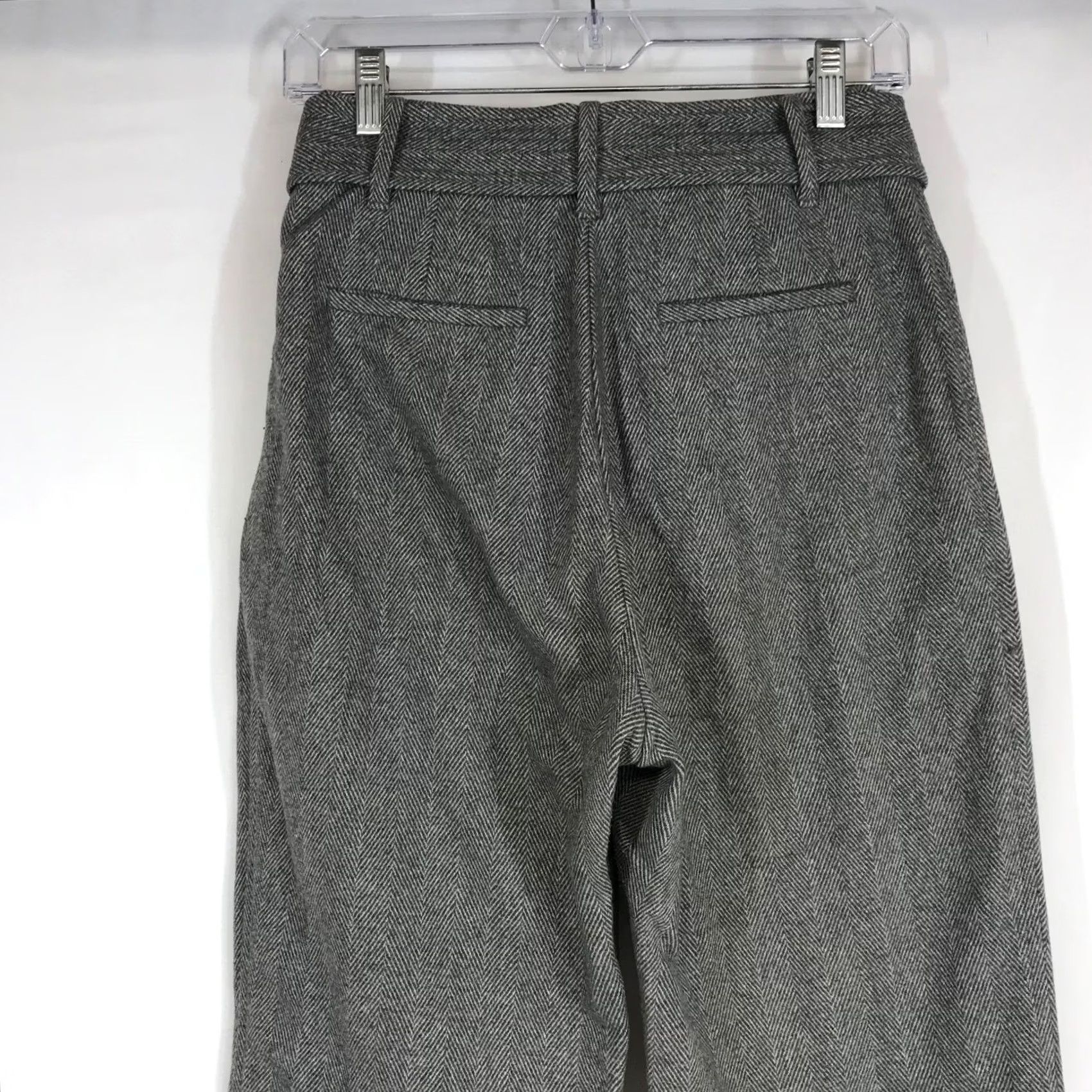 Vintage Wilfred Grey Herringbone Belted Cropped Pants Size 4 Size 27" / US 4 / IT 40 - 5 Thumbnail
