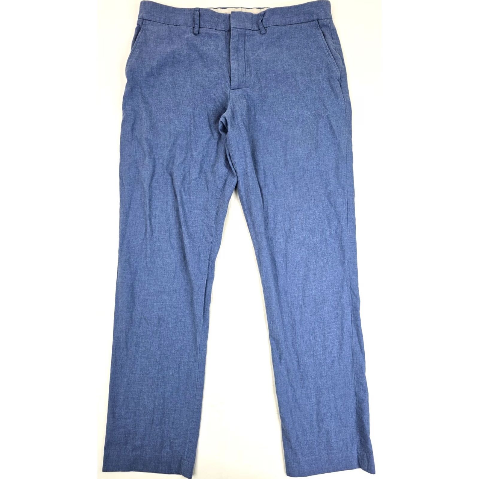 J.Crew J.CREW Lightweight Tapered Leg Cotton Chino Pants – Men 34x34 Blue Slim Fit Tapered Slant Pocket Front Flat Front Button Zip Size US 34 / EU 50 - 2 Thumbnail