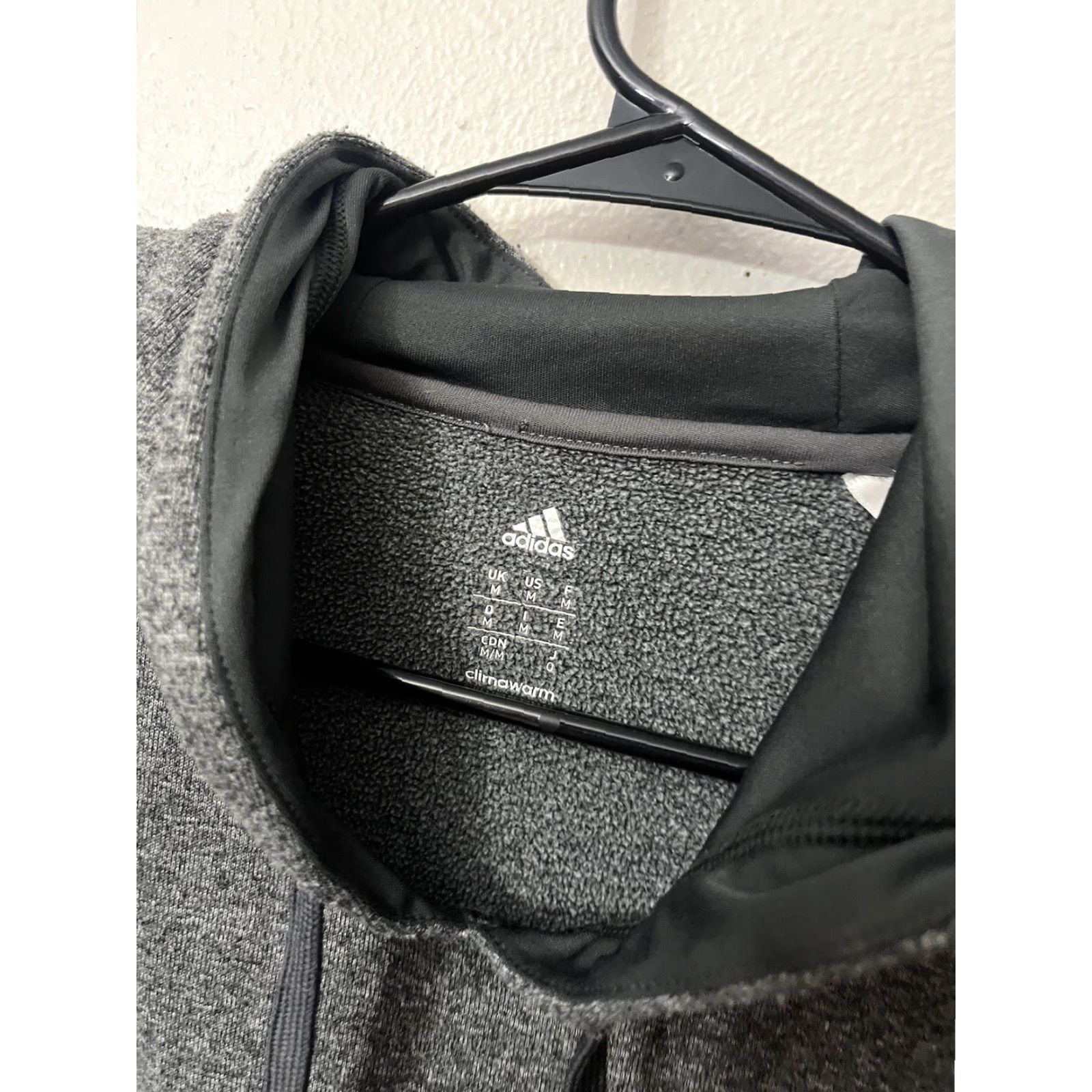 Adidas VINTAGE Adidas Climawarm Hoodie - Gray Black - Drawstring Hood - Women's - Size M Size M / US 6-8 / IT 42-44 - 2 Thumbnail