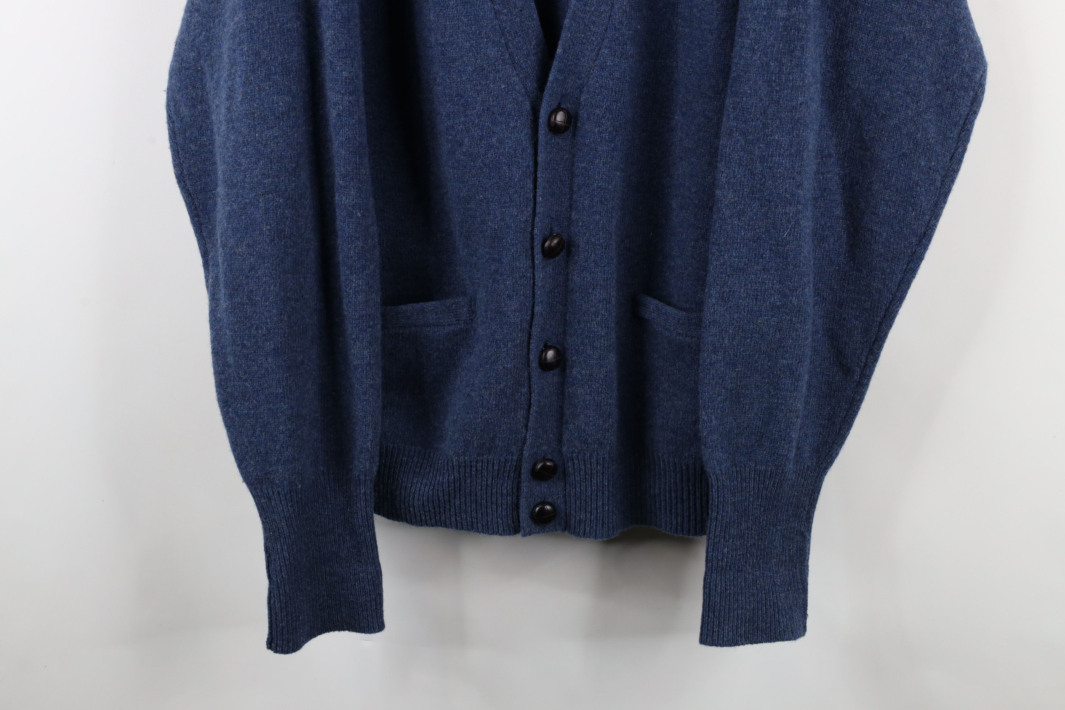 Vintage Vintage 90s Streetwear Lambswool Knit Cardigan Sweater Blue Size US XL / EU 56 / 4 - 3 Thumbnail