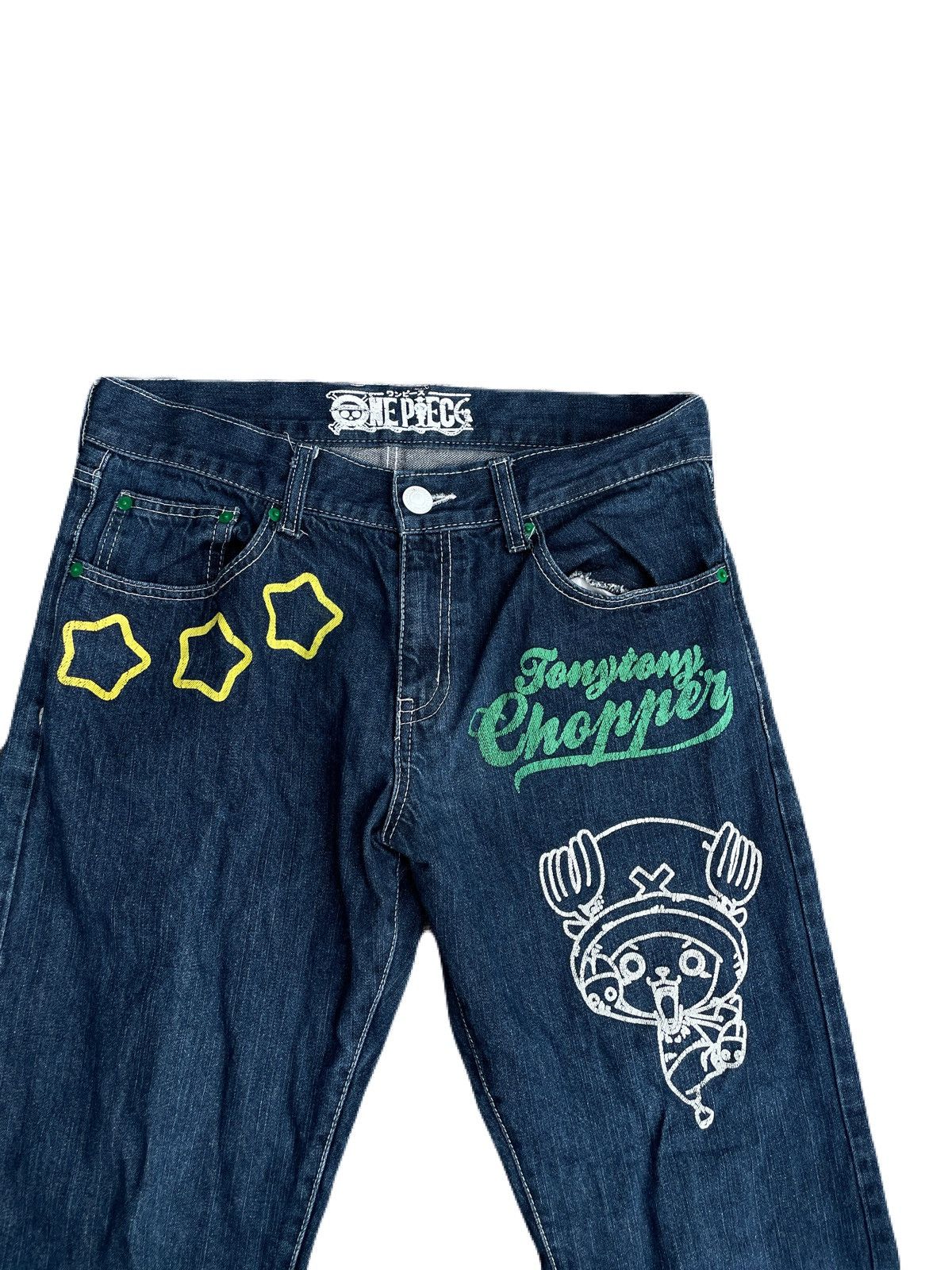 Japanese Brand 2000s ONEPIECE Graffiti Jeans Bape Style Anime Size US 30 / EU 46 - 5 Thumbnail