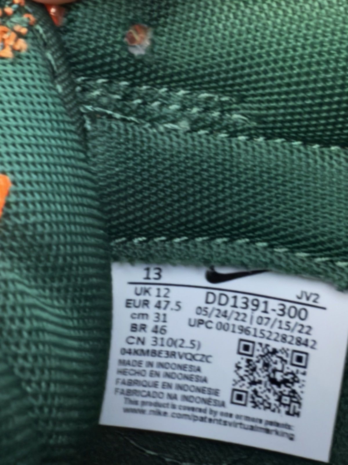 Nike Nike Dunk Low Miami Hurricanes Size US 13 / EU 46 - 6 Thumbnail