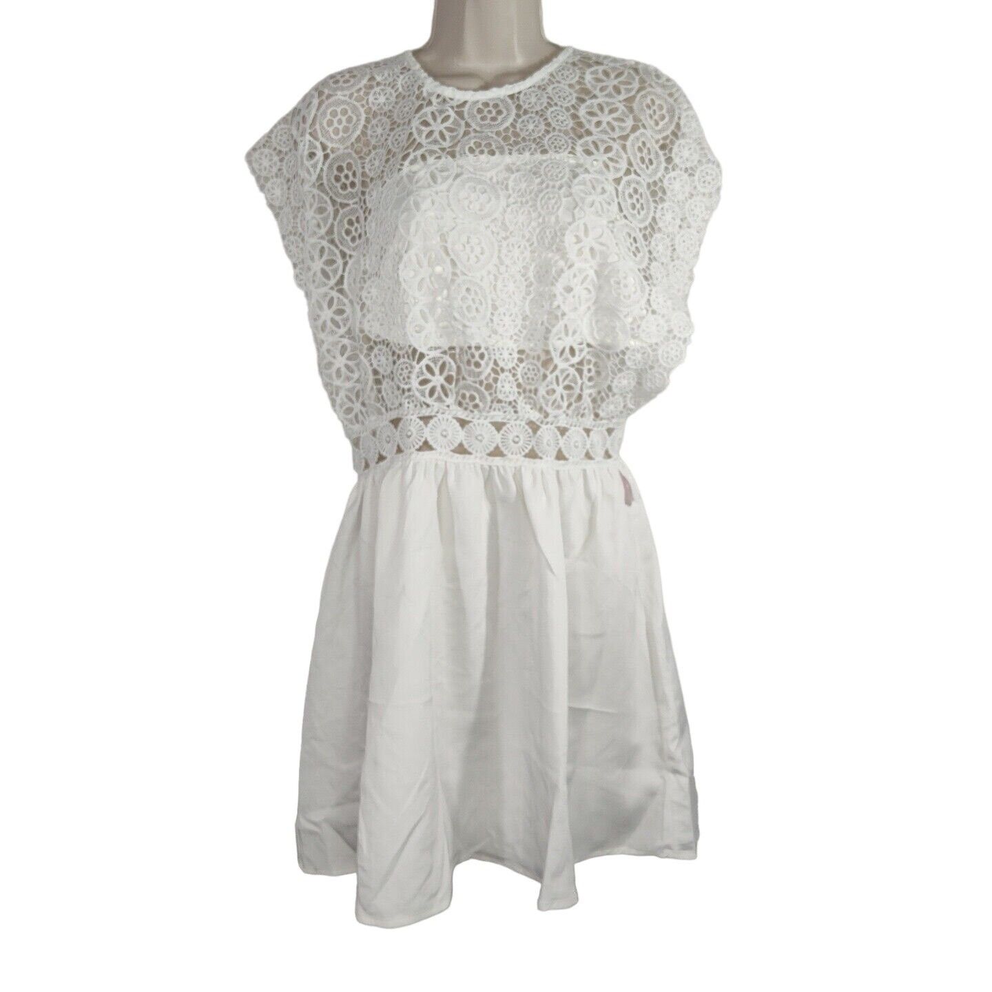 Other Area Stars White Lace Bodice Mini Dress Women Size L Size L / US 10 / IT 46 - 2 Thumbnail