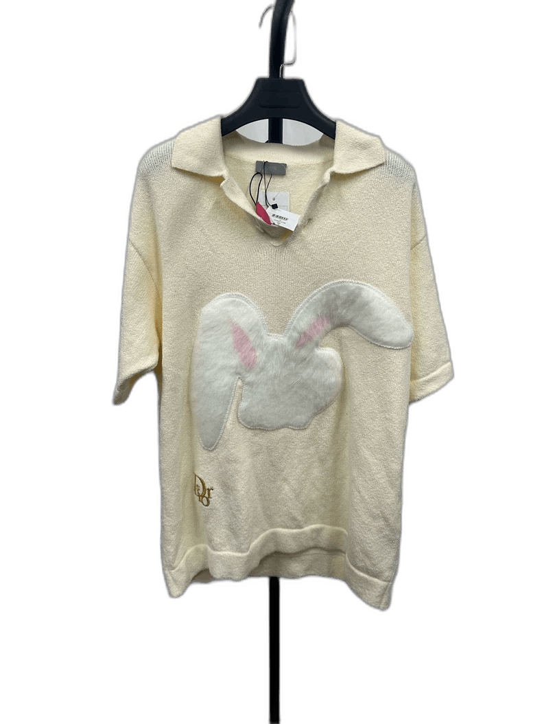 Dior DIOR Rabbit Print Short Sleeve Polo Shirt Size US M / EU 48-50 / 2 - 1 Thumbnail