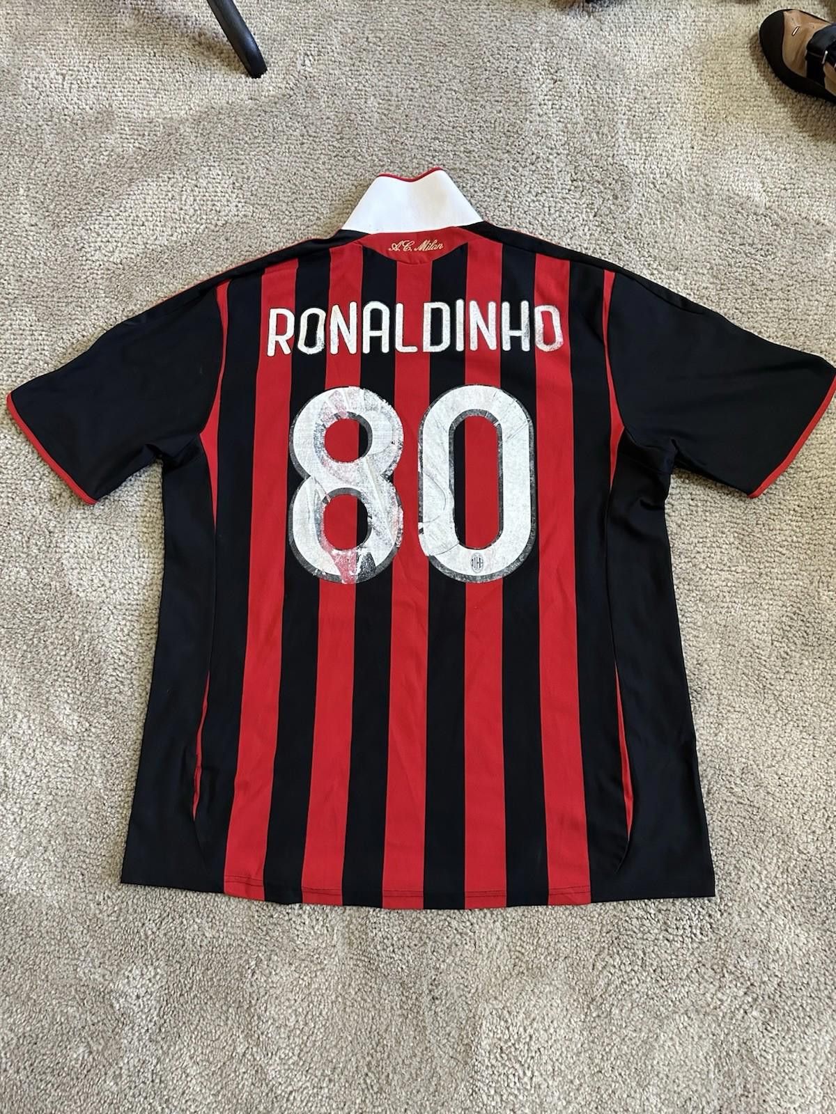 Adidas AC MILAN ITALY 2008/09 FOOTBALL SHIRT JERSEY #80 RONALDINHO Size US XL / EU 56 / 4 - 8 Thumbnail