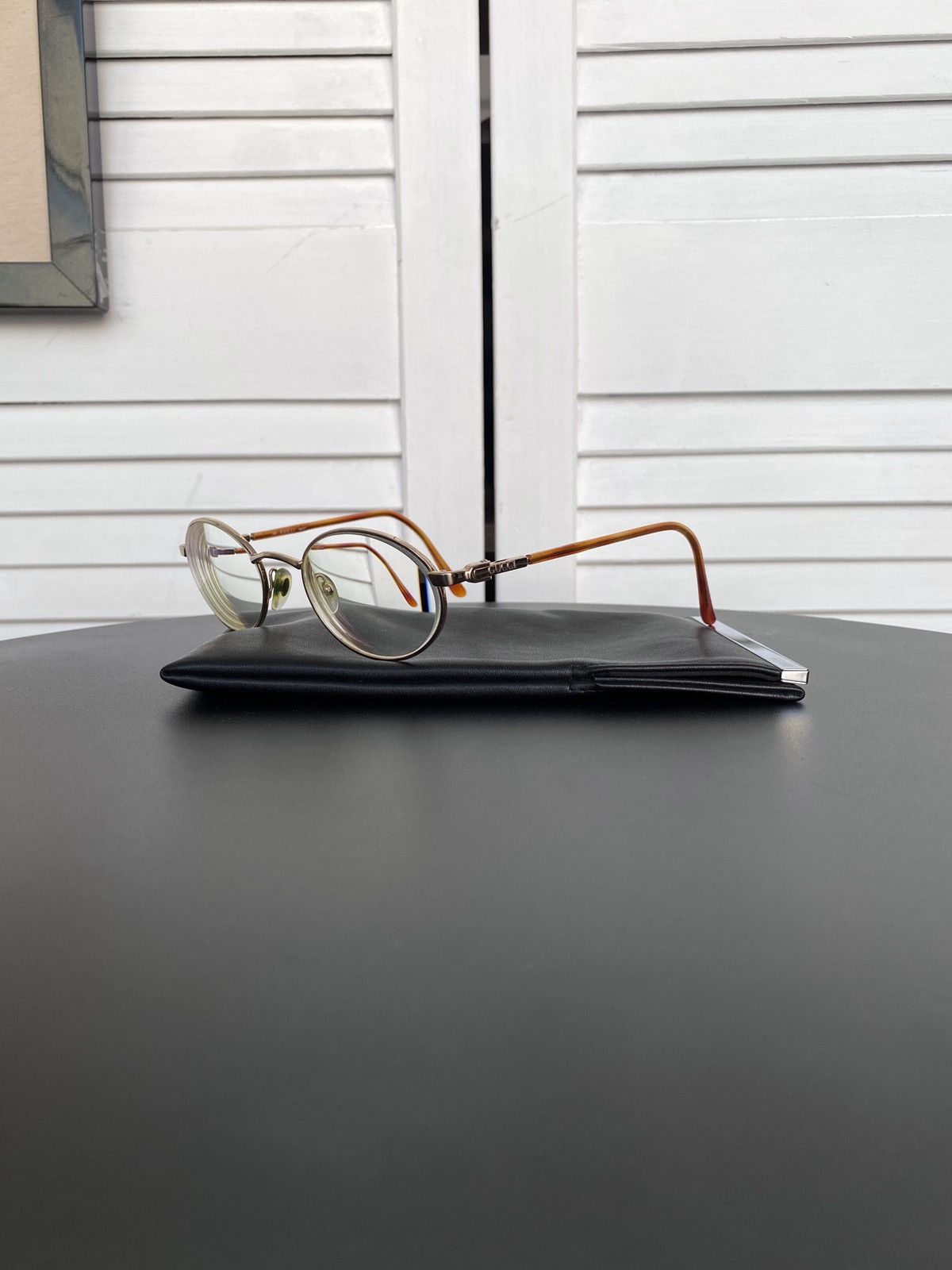 Vintage 90s Gucci GG 1333 GB1 Round Glasses Gold & Tortoise