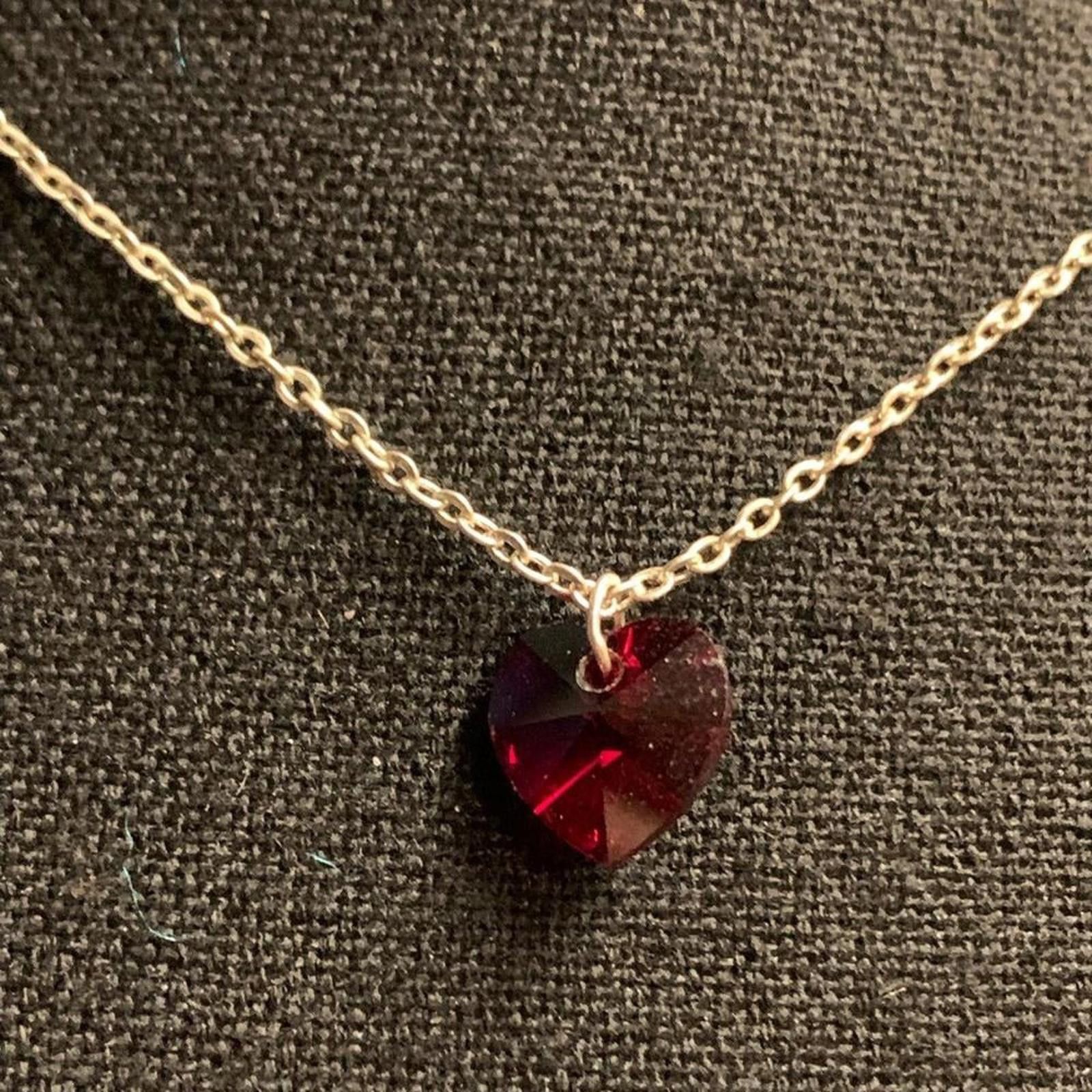 Designer Red stone heart necklace Size ONE SIZE - 1 Thumbnail