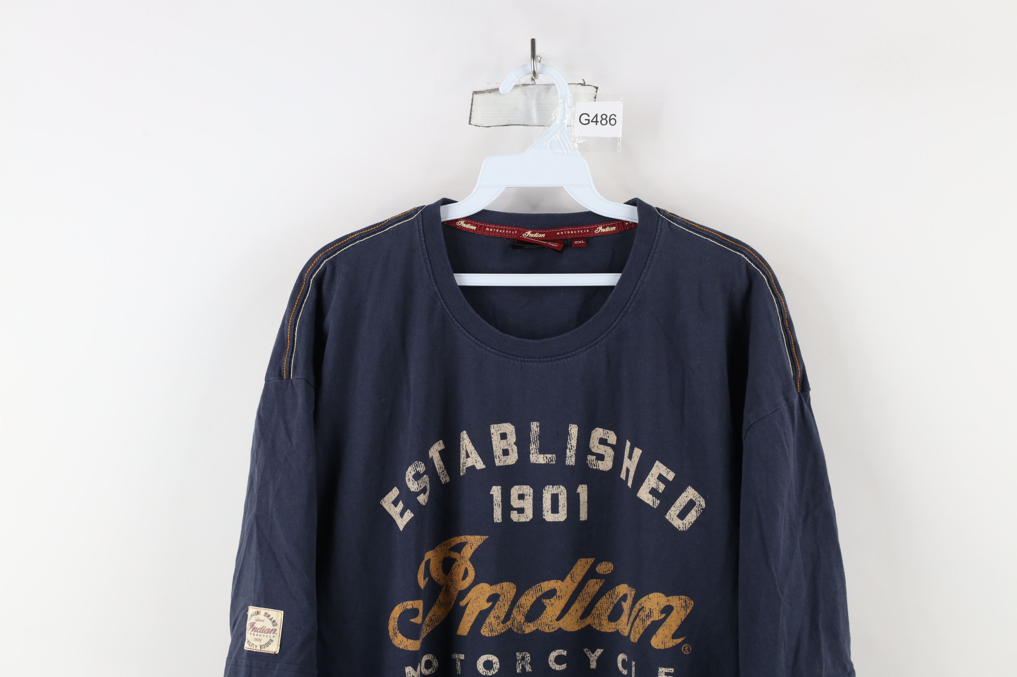 Vintage Vintage Spell Indian Motorcycle Short Sleeve T-Shirt Blue Size US XXL / EU 58 / 5 - 2 Thumbnail
