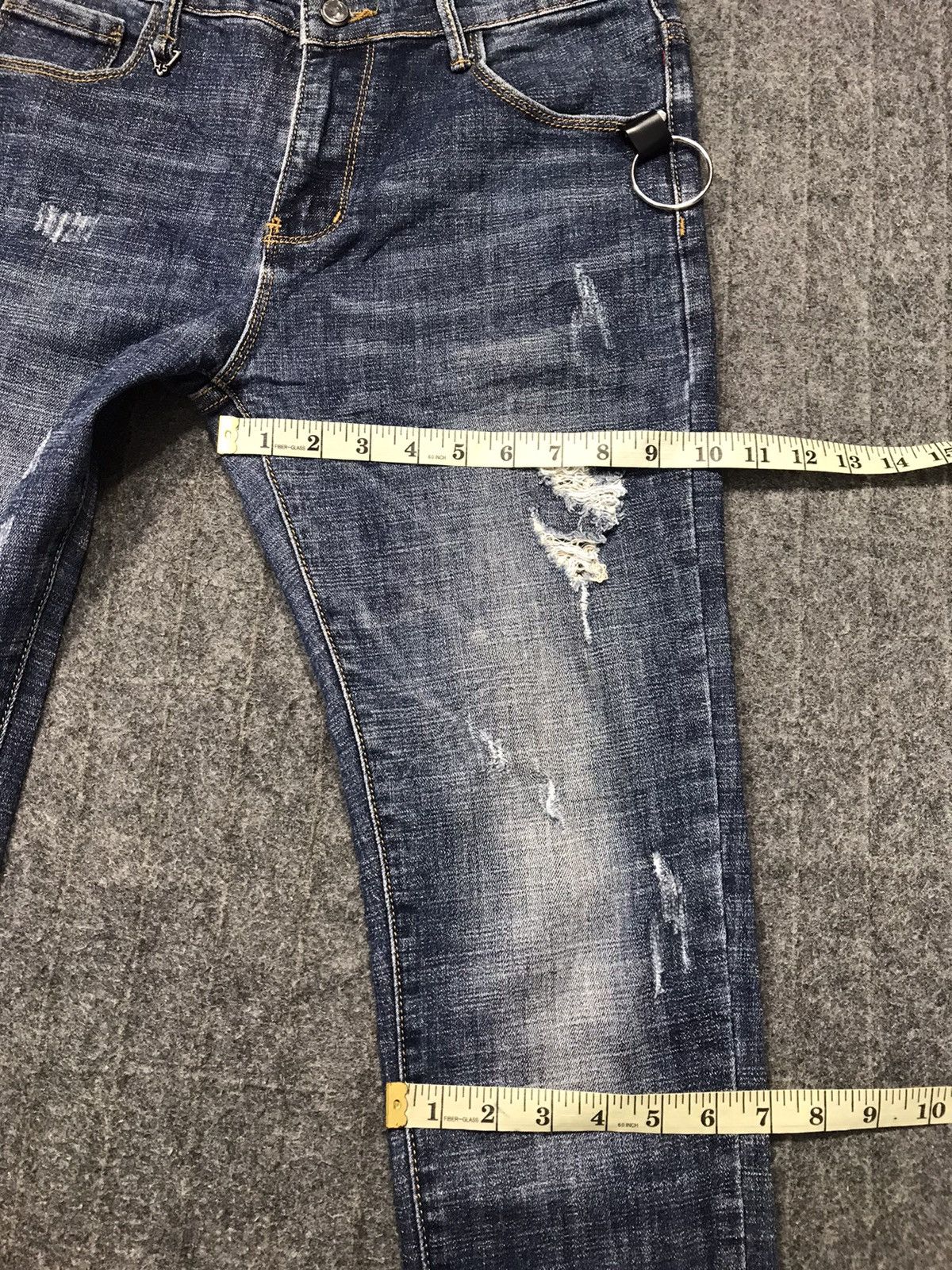 Vintage Oeo H5 Indigo Jeans Straight Cut Faded Distressed Design Size US 30 / EU 46 - 10 Thumbnail