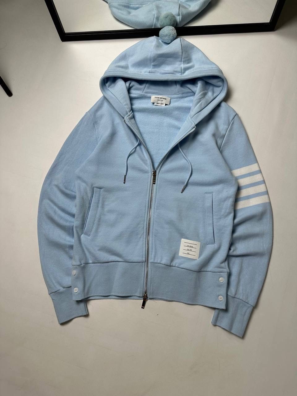 Thom Browne THOM BROWNE New York Light Blue Zip Up Hoodie Size US S / EU 44-46 / 1 - 1 Thumbnail