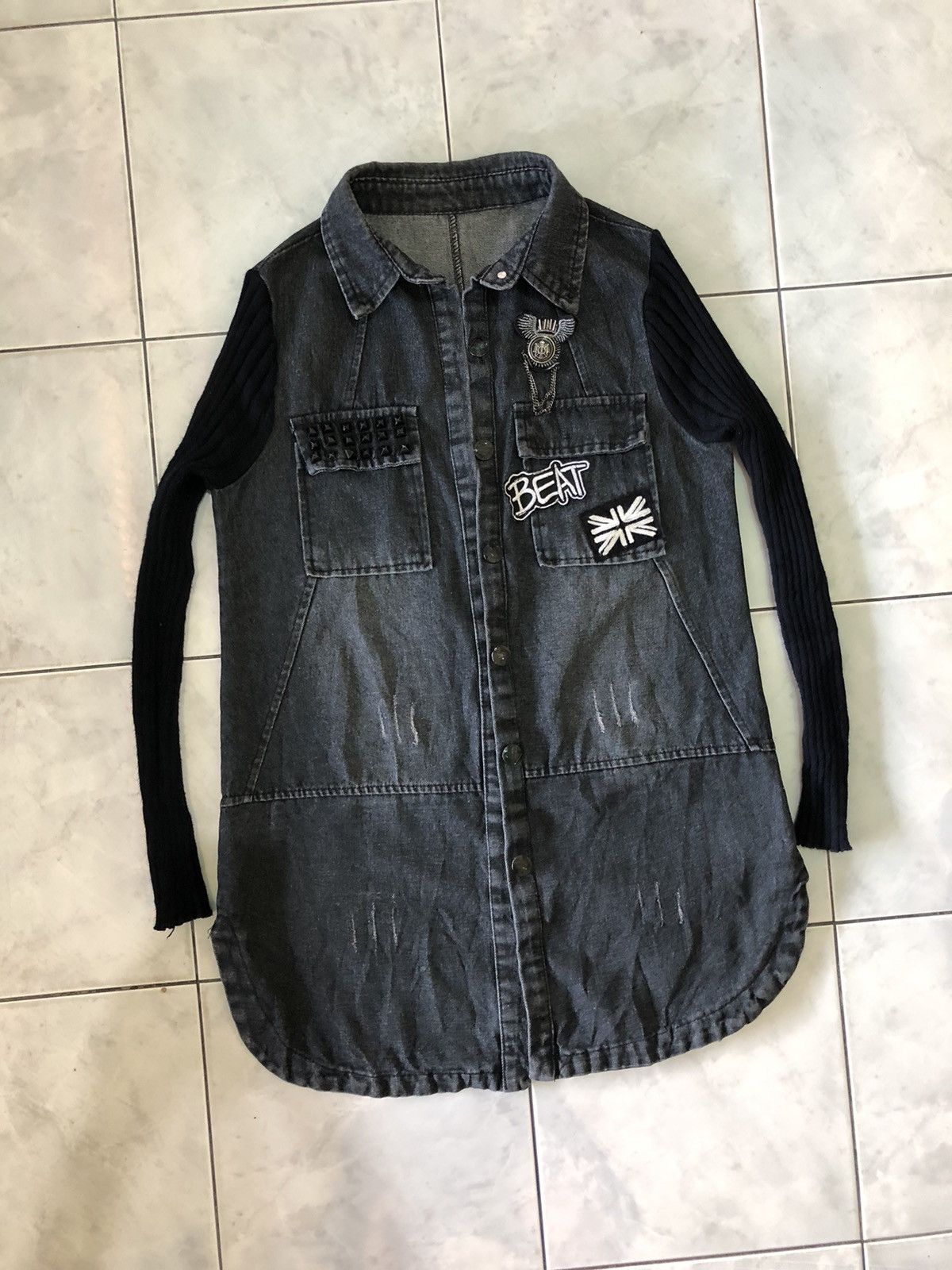 Japanese Brand Shirt Denim British Patch Pin Studed Knit Longsleeve Style Size US M / EU 48-50 / 2 - 15 Thumbnail