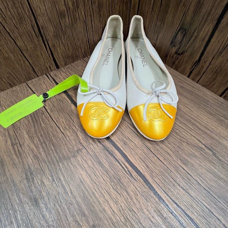 Chanel Chanel White Yellow Ballet Flats Size 36.5 Size US 6 / IT 36 - 2 Thumbnail
