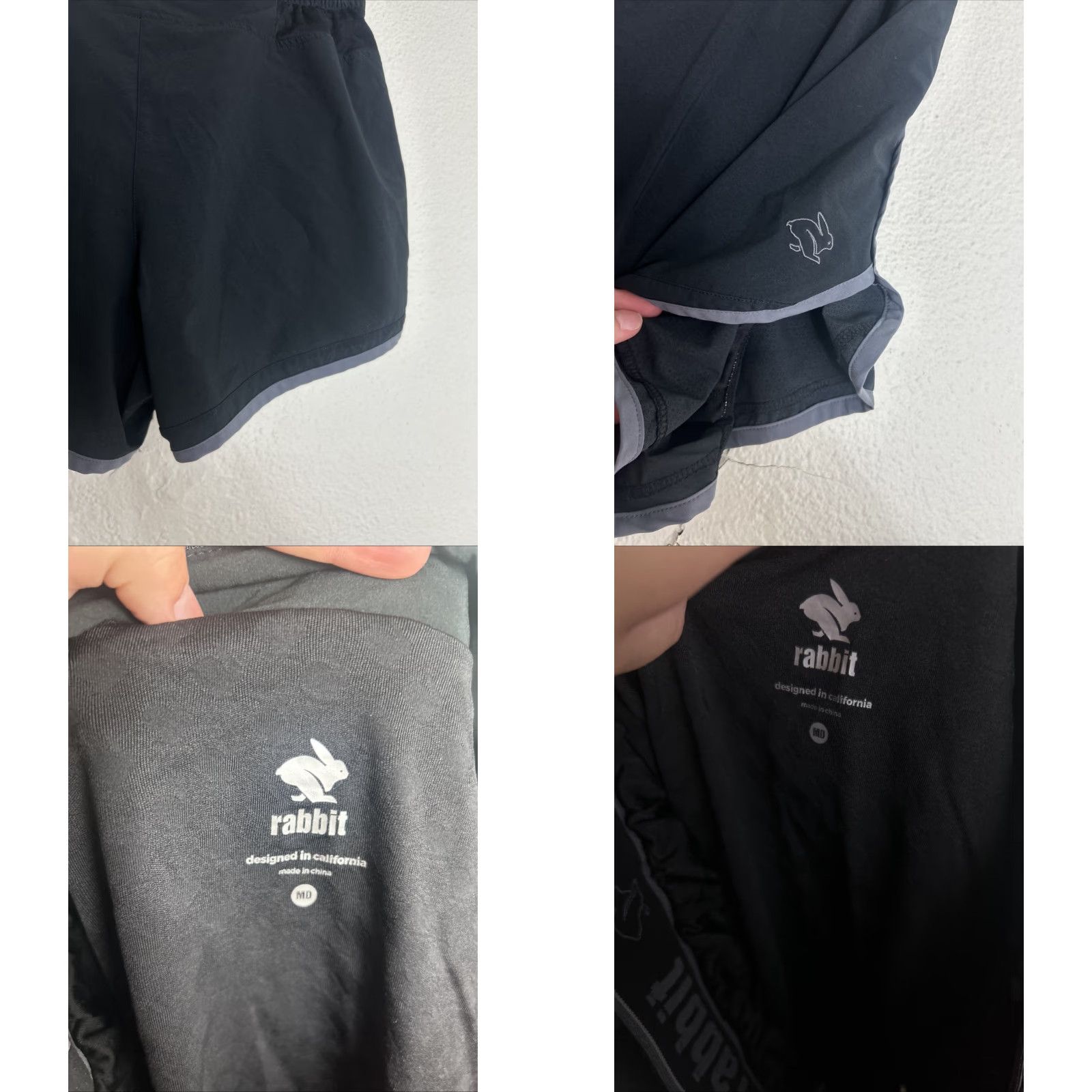 Vintage Rabbit Womens Medium Black Lined Running Shorts Drawstring Athletic Activity 26x3 Size 32" / US 10 / IT 46 - 8 Thumbnail