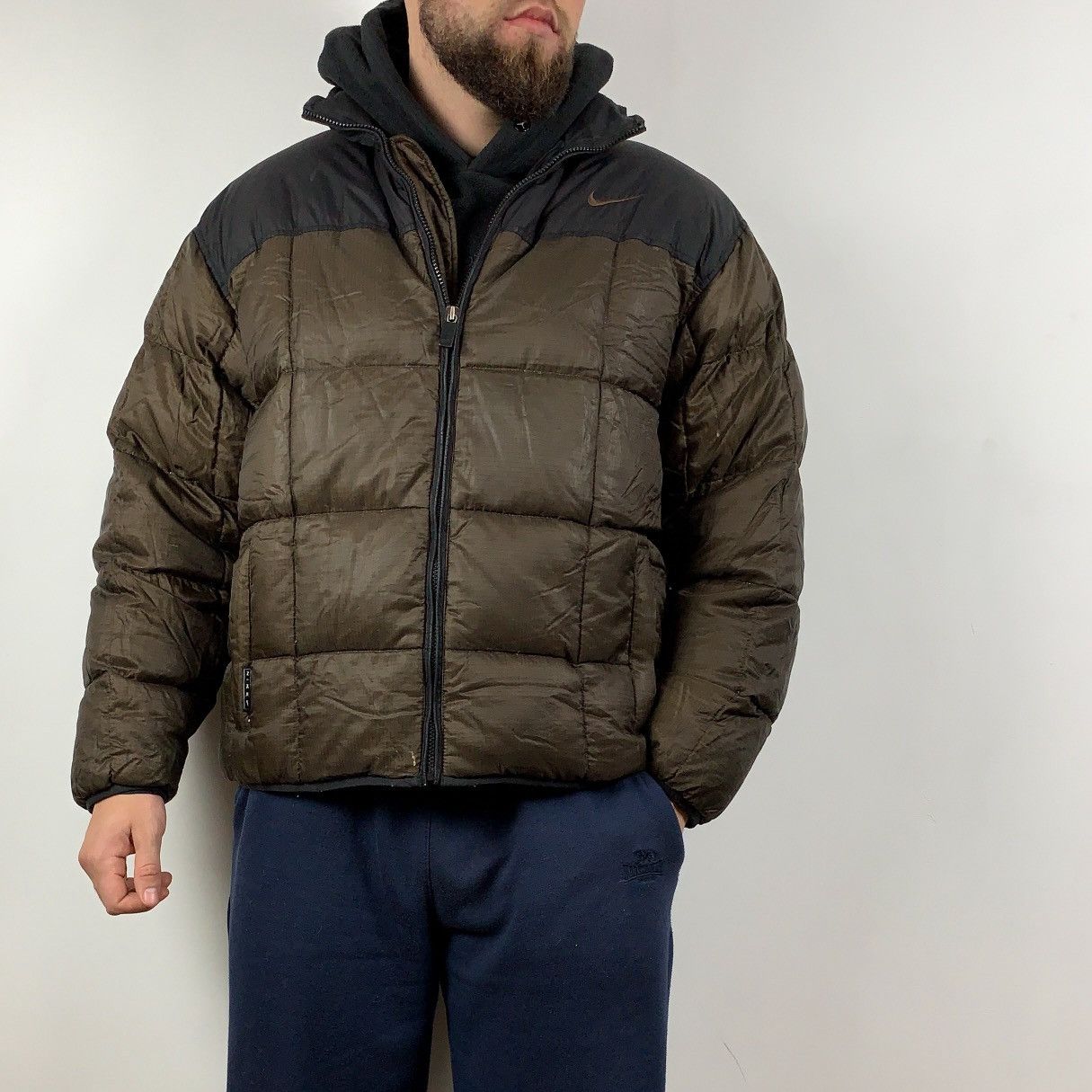 Vintage NIKE 90s VINTAGE DOWN PUFFER NYLON JACKET BIG SWOOSH DRILL Size US L / EU 52-54 / 3 - 7 Thumbnail