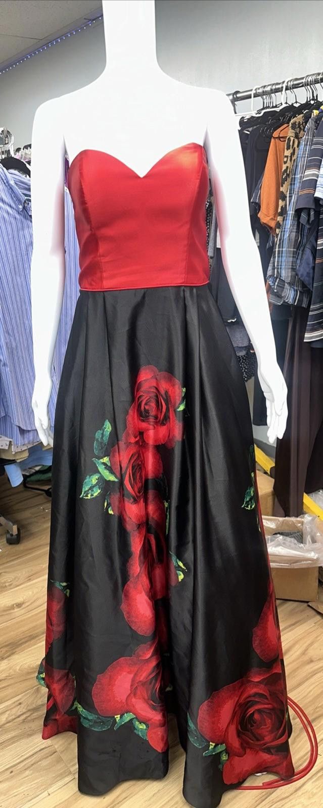 Other Blondies prom dress size 9 red black with rose Corset top Size L / US 10 / IT 46 - 1 Thumbnail