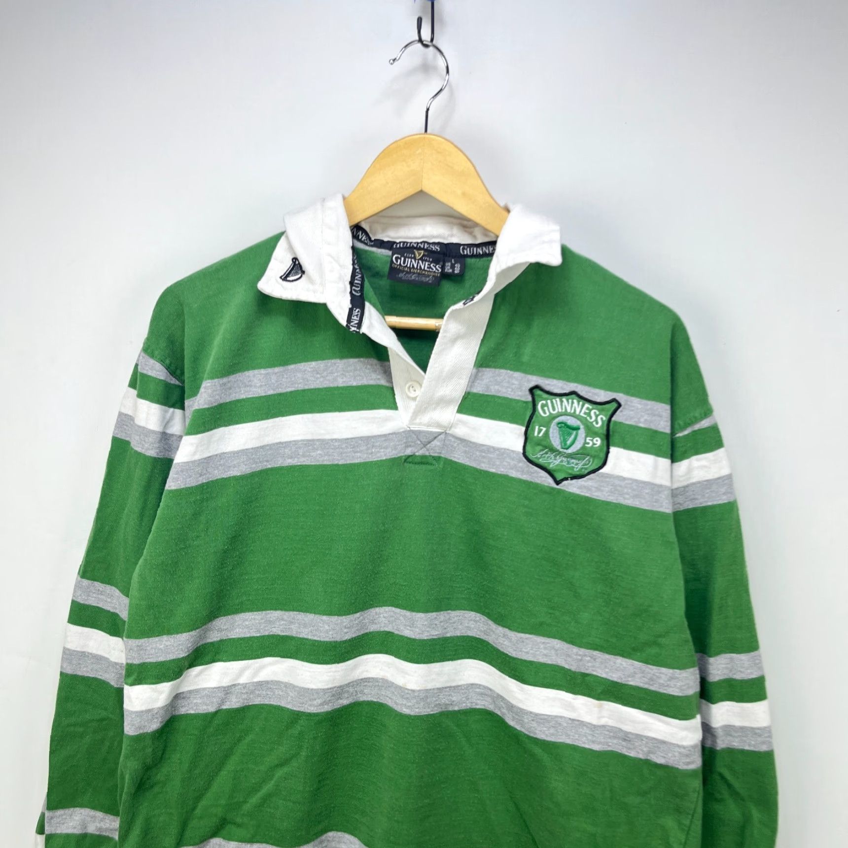 Vintage Vintage Guinness Rugby Polo Long Sleeve Shirt L Gray Crew Neck Mens Shirt Size US L / EU 52-54 / 3 - 2 Thumbnail