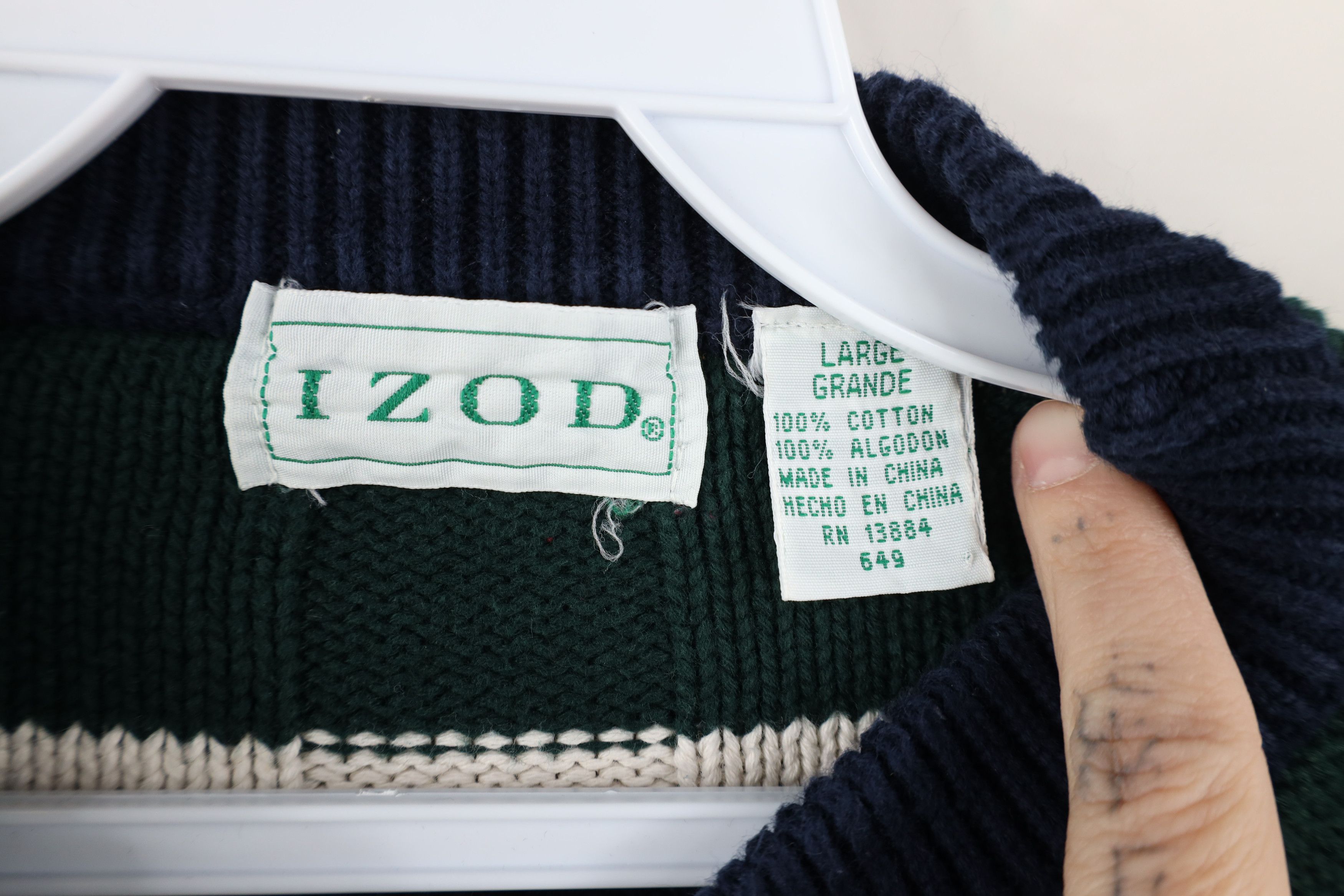 トップス 90s izod cotton knit Vintage 90s Izod Knit Striped Color Block Sweater Cotton