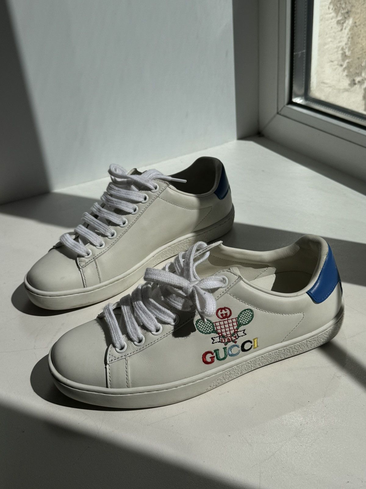 Gucci Gucci Ace Tennis Embroidered Sneakers Leather Size US 5.5 / IT 35.5 - 2 Thumbnail
