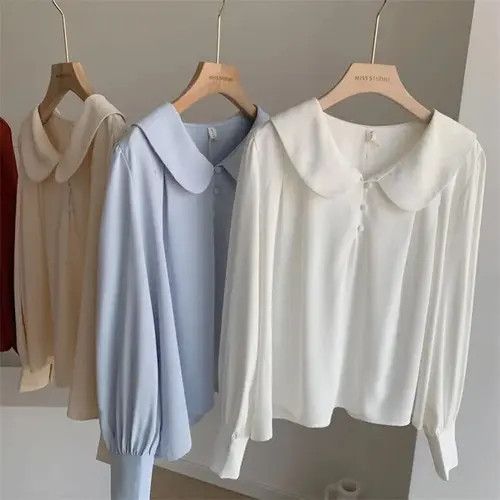 image of Vintage Women Elegant Puff Sleeve Shirt Fashion Lady in White (Size Medium)
