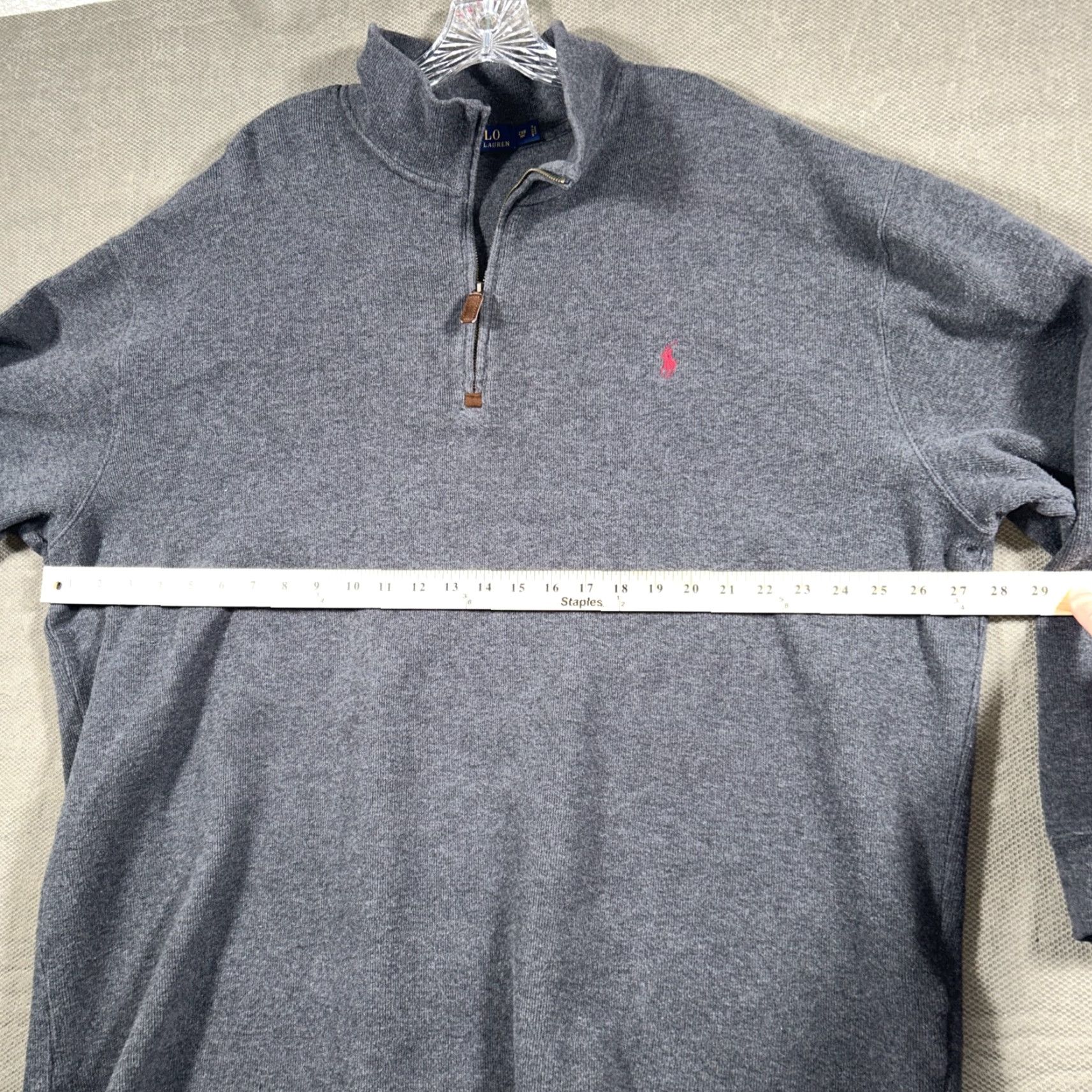 Ralph Lauren Polo Ralph Lauren Pullover Sweater Mens 2XB 1/4 Zip Mock Neck Gray 2X L Big & Tall - Regular Fit, Cotton Knit, Golf Casual Sweatshirt Size US XXL / EU 58 / 5 - 6 Thumbnail