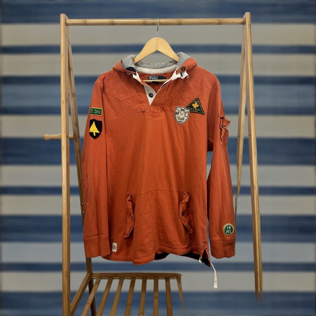 Polo Ralph Lauren VTG 90s Polo Ralph Lauren Ski Patrol Mt Div Hooded Pullover Rugby Sweatshirt L Orange Mens Polo Shirt Hoodie Size US L / EU 52-54 / 3 - 1 Thumbnail