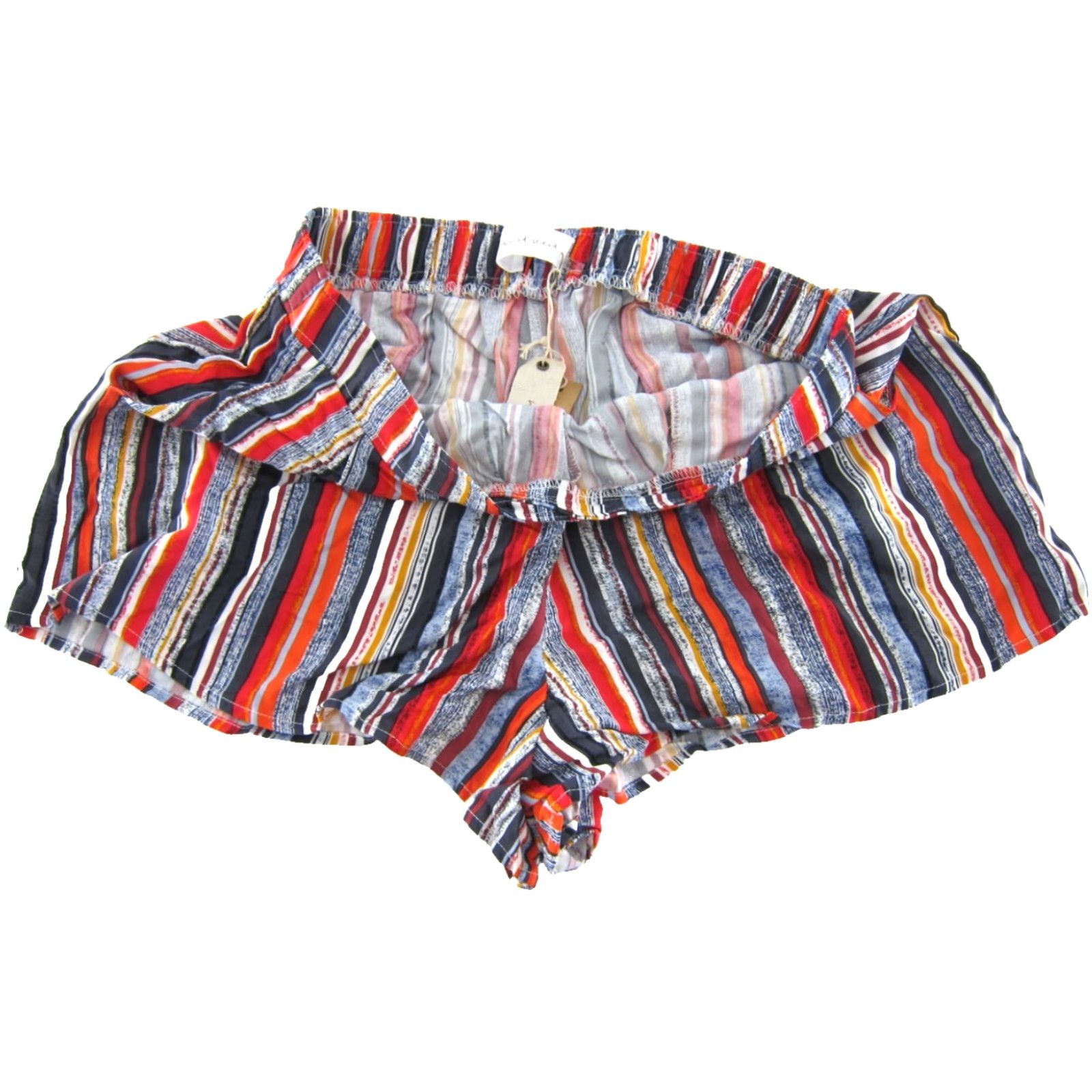 Vintage VINTAGE Mustard Seed Chino Shorts L Womens 30" waist 2.5" inseam Pocket Striped Rayon Gray Orange Red NWT Size 36" / US 14 / IT 50 - 5 Thumbnail