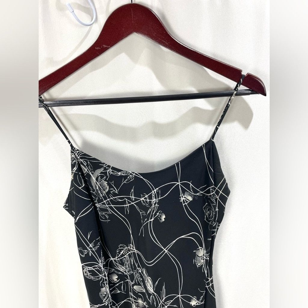 Other Y2K Vtg Black Floral Printed Cami Slip Bias Midi Dress 12/M Size M / US 6-8 / IT 42-44 - 4 Thumbnail
